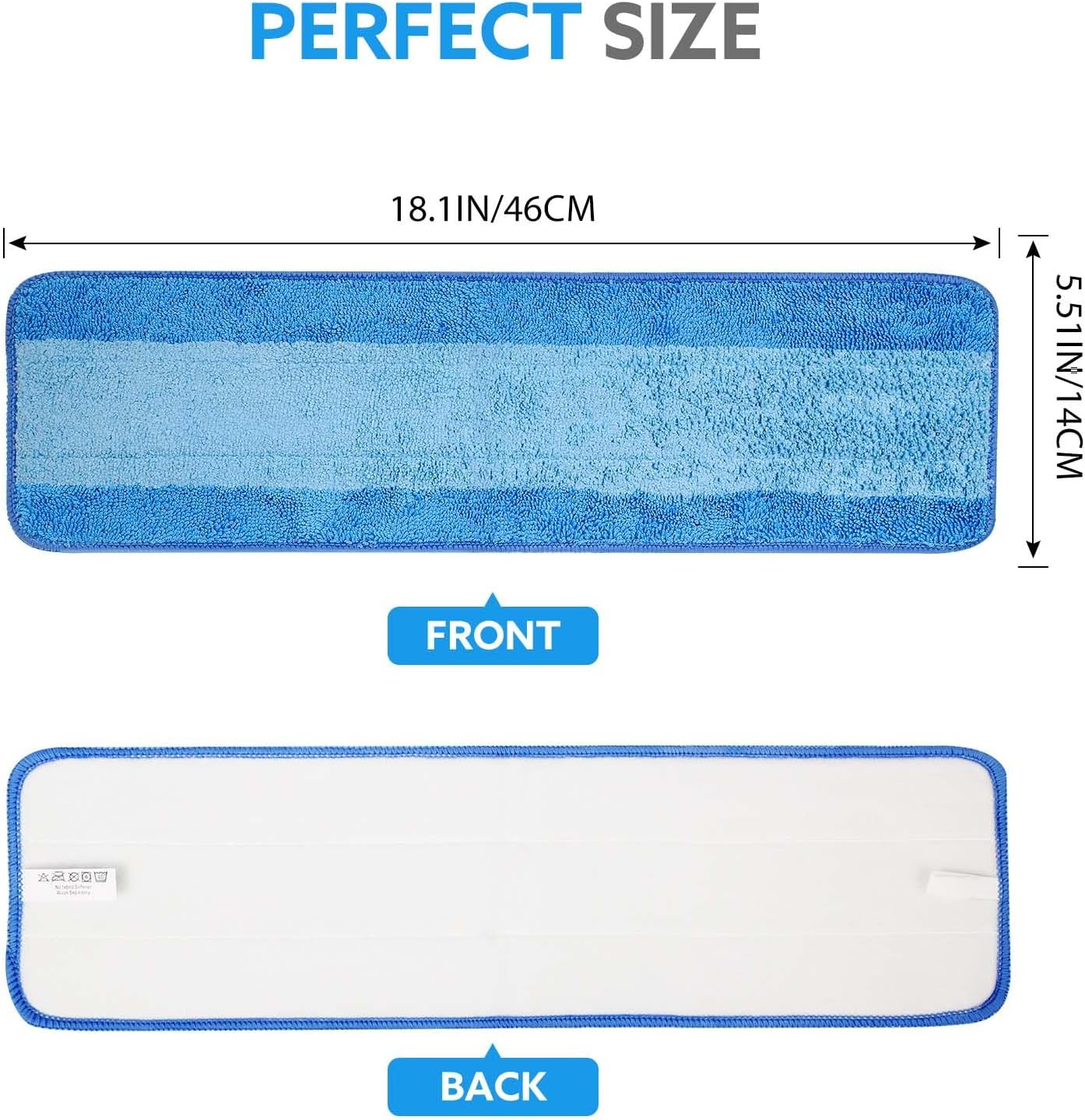 6 Pack Microfiber Cleaning Pads are Compatible with Bona Mop,18 Inch Replaceable Mop Pad Refill,Washable & Reusable Blue Microfiber Mop Pads for Hardwood and Hard-Surface Floors