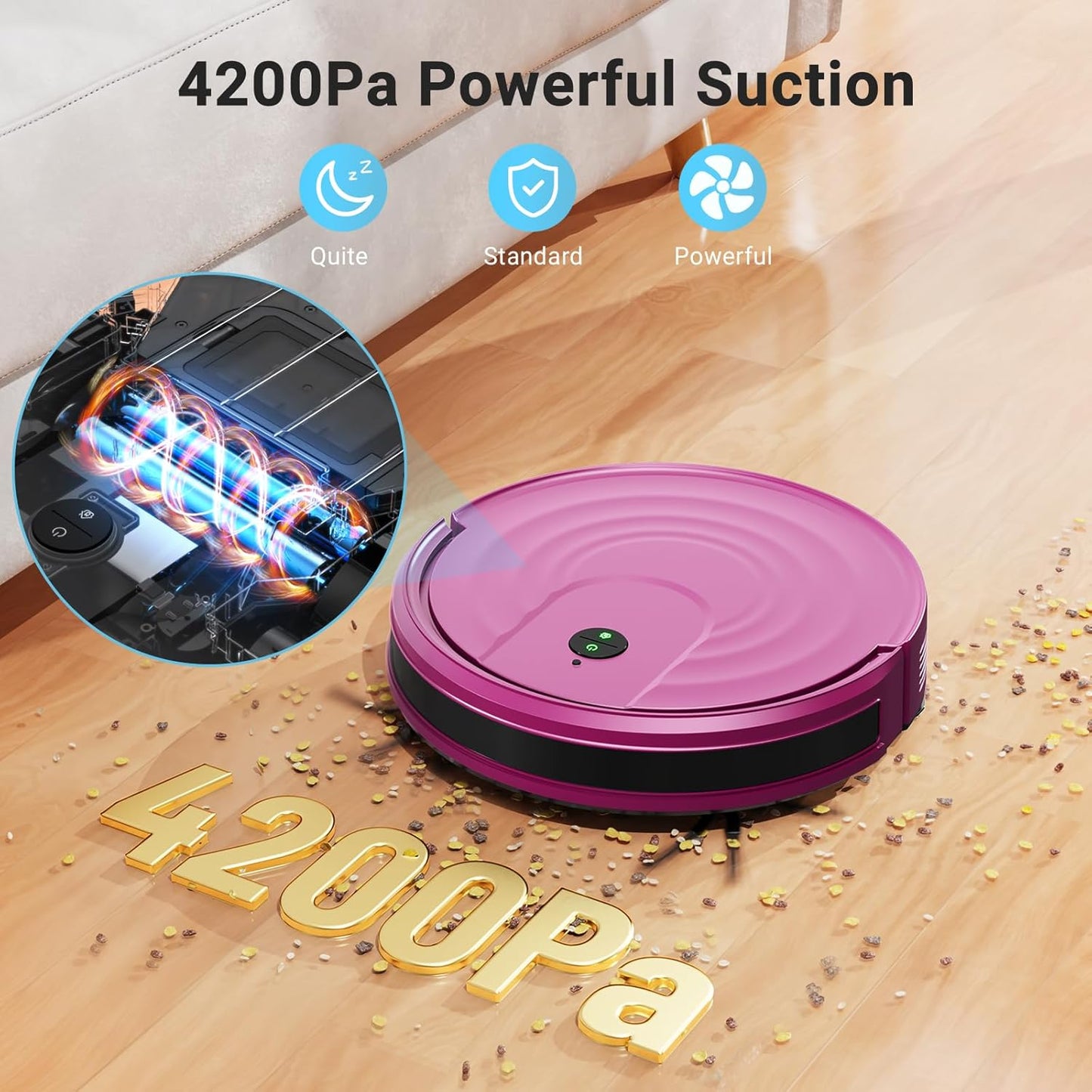 Robot Vacuum and Mop Combo 5000Pa 650mL 2 in 1 Mopping Robot Vacuum Cleaner Schedule WiFi/Alexa/App Smart Self-Charging Robotic Vacuum Ultra-Slim