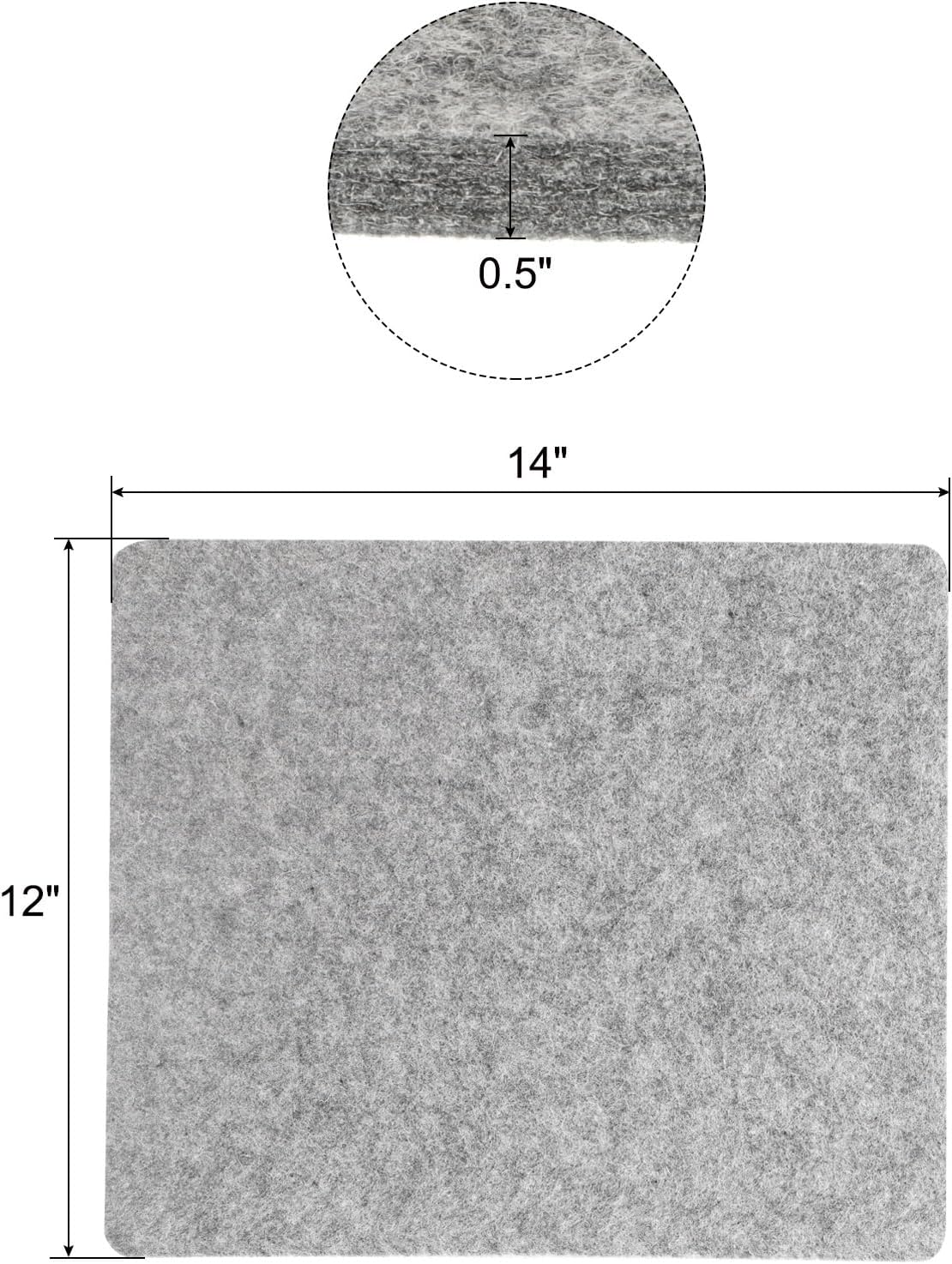 PATIKIL Wool Pressing Mat, 14" x 12" Wool Ironing Pad Blanket 0.5" Thickened Heat Resistant Quilting Ironing Pad for Quilters Sewing Craft, Grey