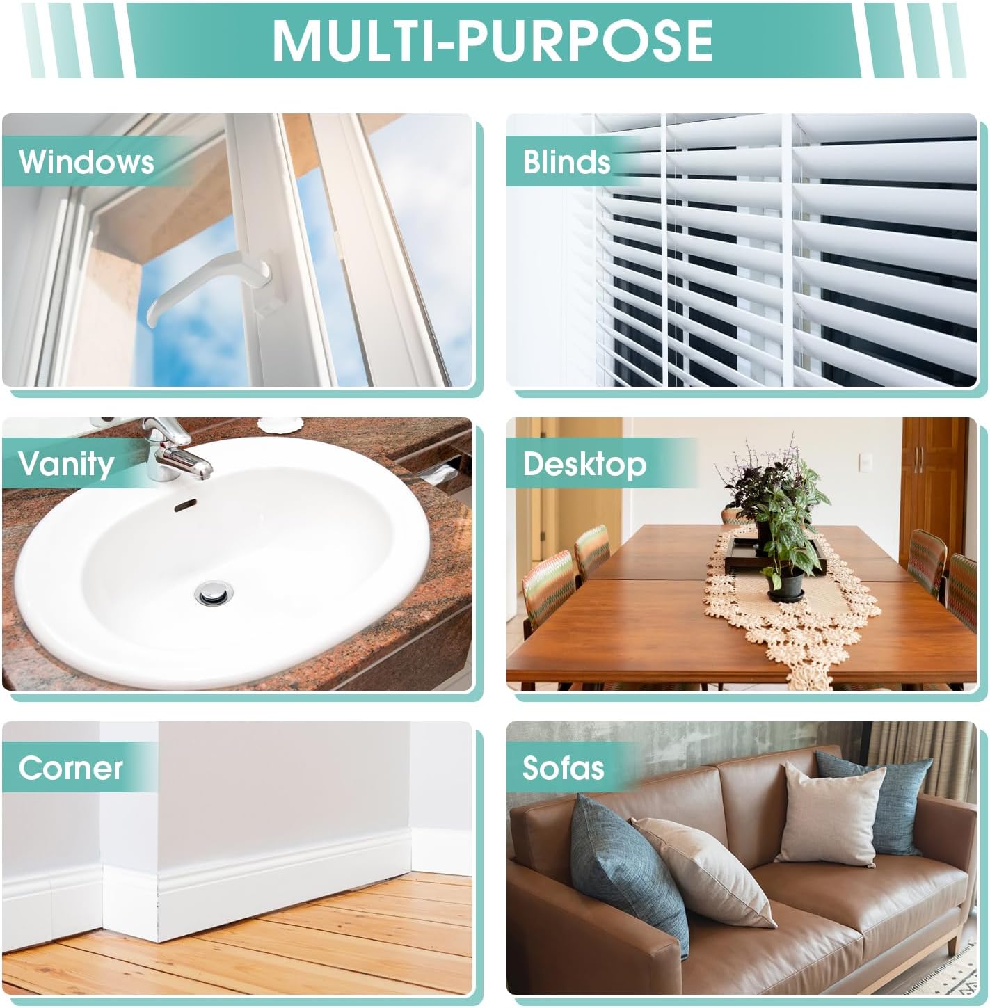 6 Pack Damp Dusting Sponge Duster, Grey Dust Cleaning Sponge, Reusable Household Cleaning Sponge Tool for Blinds, floorboards, Fan Blades, Vents, Glass, Railings, Mirrors