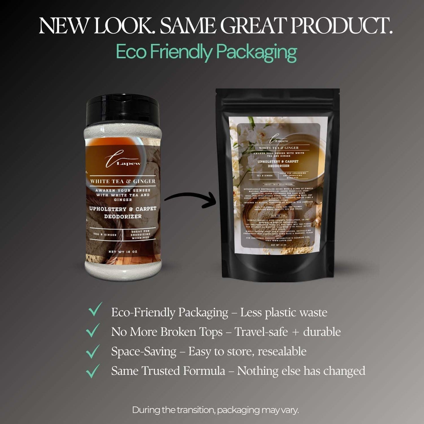 White Tea & Ginger Carpet Freshener Powder: Powerful Odor Eliminator for Home, Upholstery Deodorizer, Carpet Deodorizer, Pet Urine, Cat Litter Box - White Tea & Ginger Fragrance.