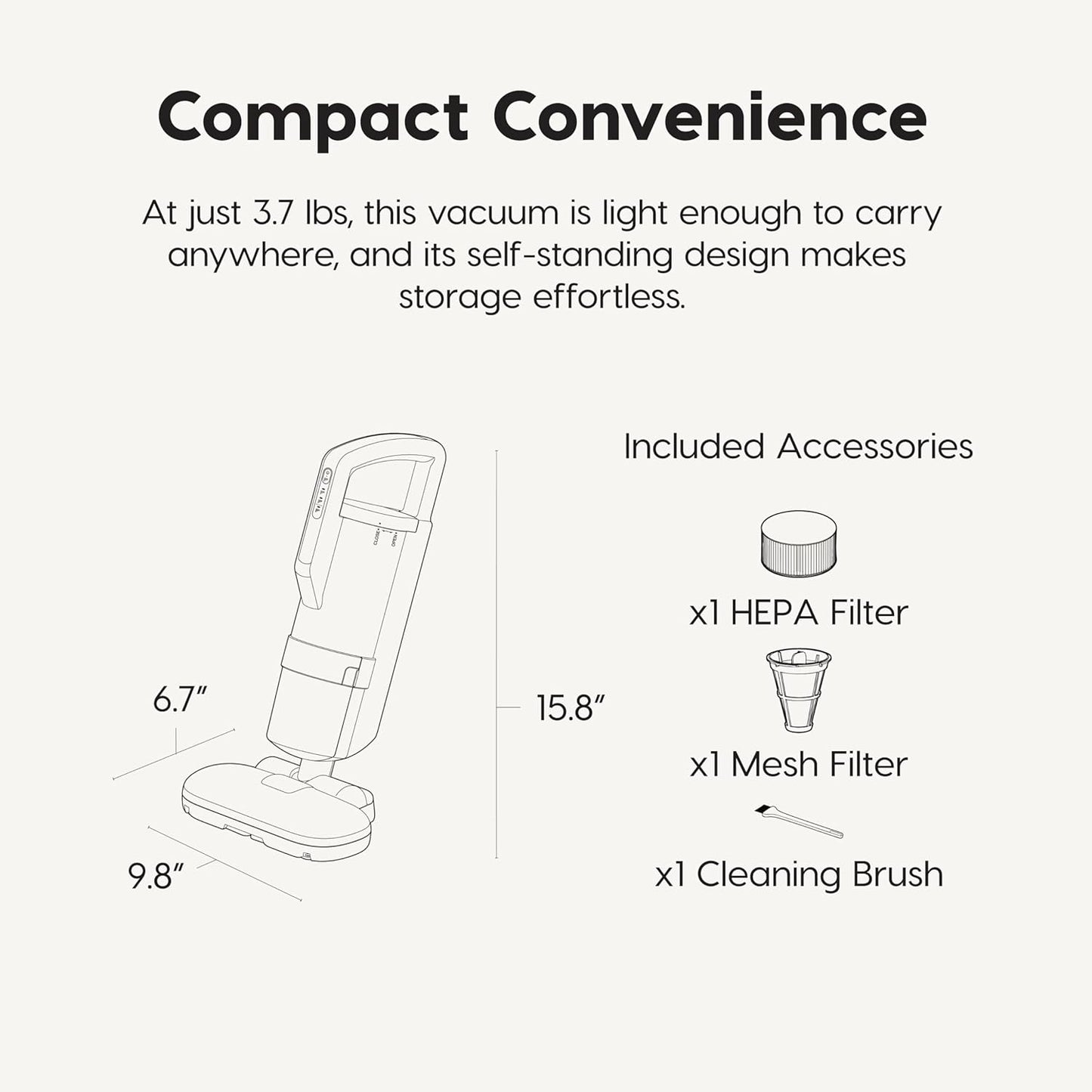 IRIS USA Handheld Corded Mattress Vacuum Cleaner, Dust Sensor, 120V, Pet Hair Remover, 6,500 BPM Agitator, Cyclonic HEPA Filter Sofas, and Upholstery, White