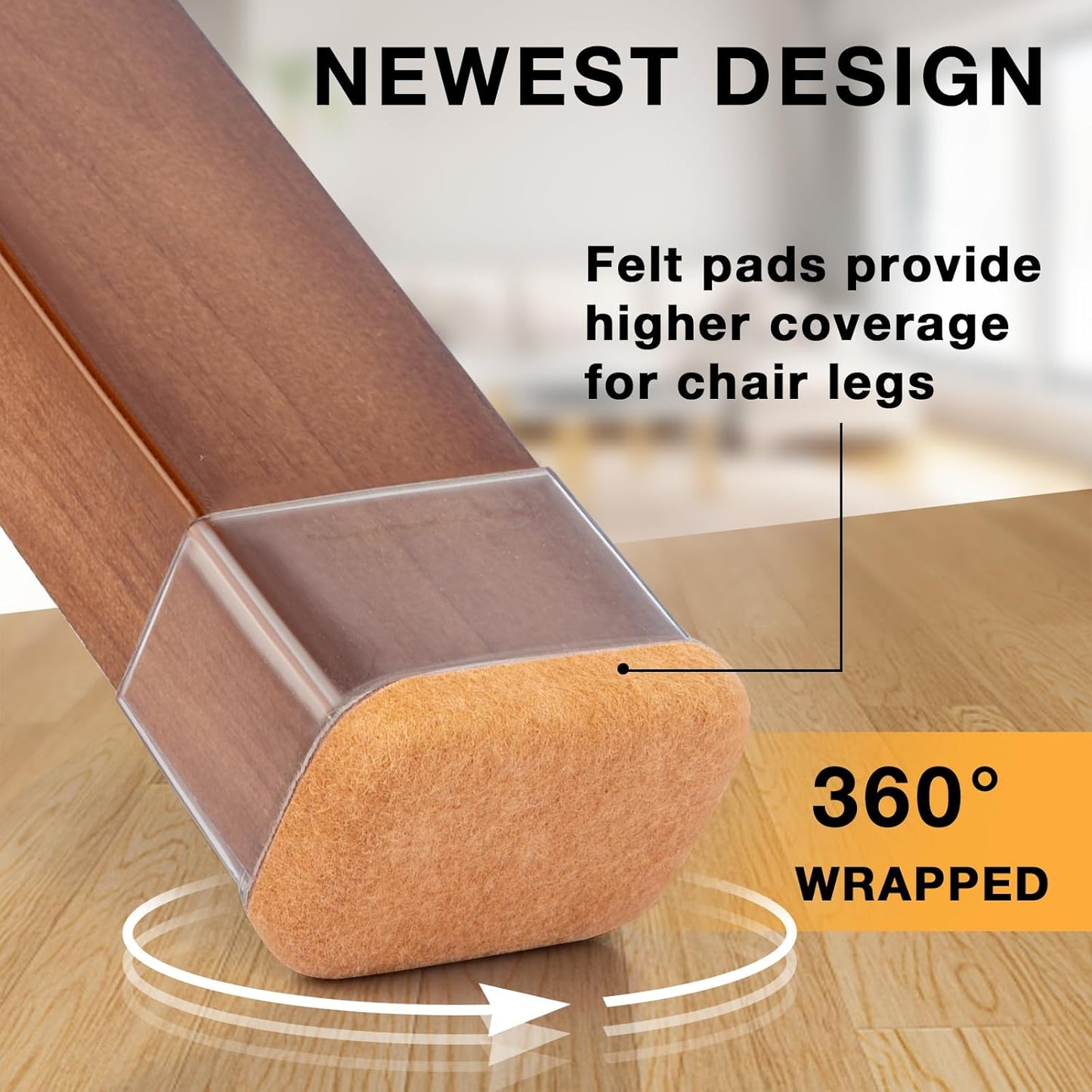 24 Pcs Rectangle Chair Leg Floor Protectors, Silicone Chair Leg Protectors for Hardwood Floors, High Elastic Chair Leg Cover for Chair Table Desk, Protect Wooden Floors from Scratching, Won't Tear