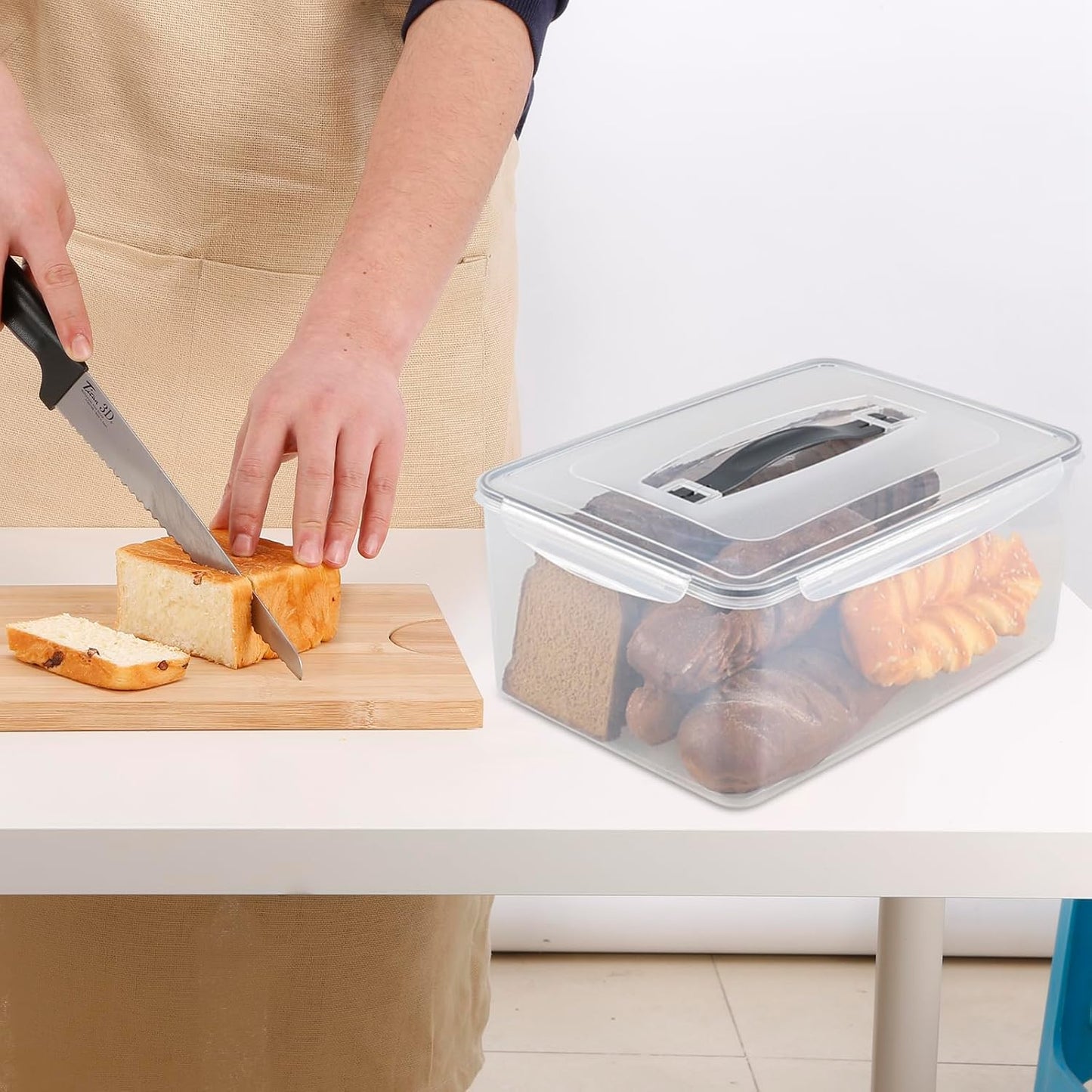 4-Pack 14.5 L Food Sealed Storage Container, Plastic Boxes with Airtight Lid