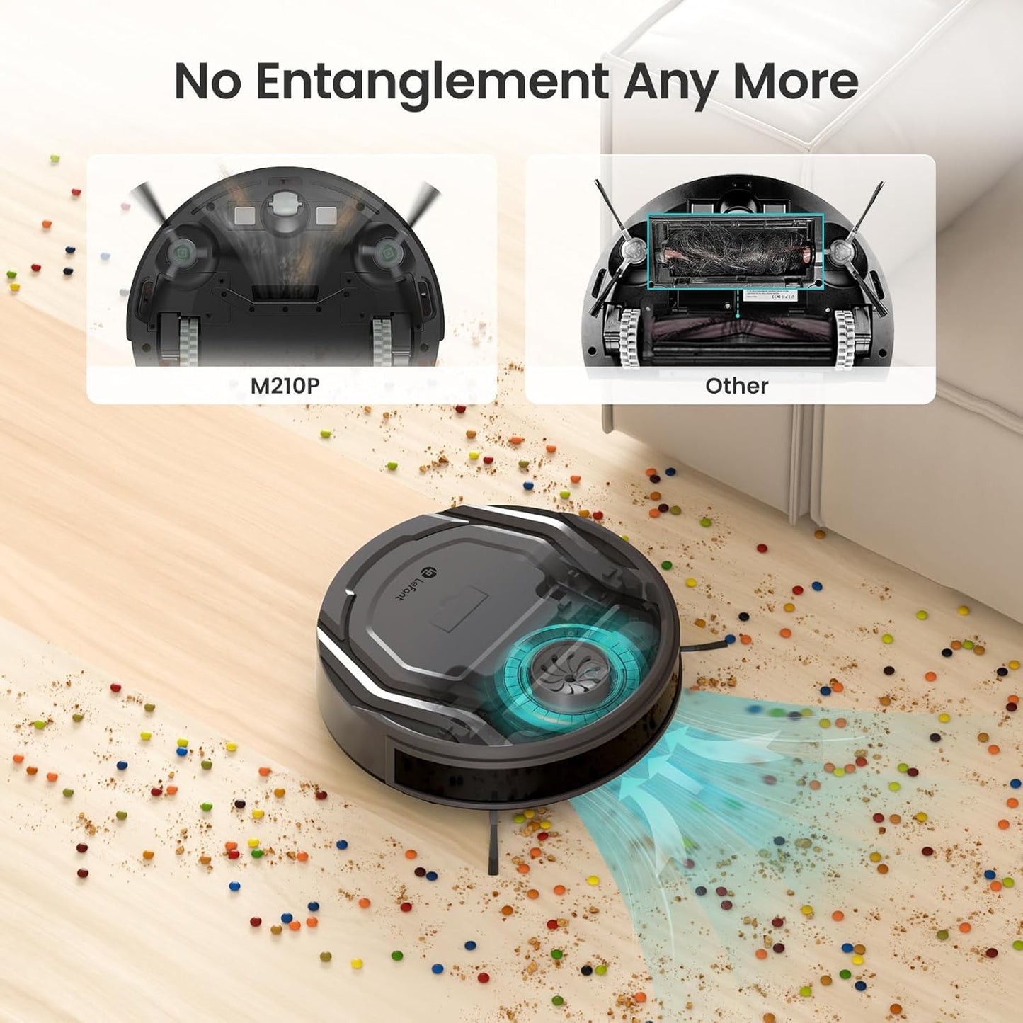 Lefant M210P Robot Vacuum, Powerful Suction, Quiet, Ultra-Slim, 120 Mins Runtime, Self-Charging Robotic Vacuum Cleaner, WiFi/App/Alexa Control, Ideal for Pet Hair & Hard Floors