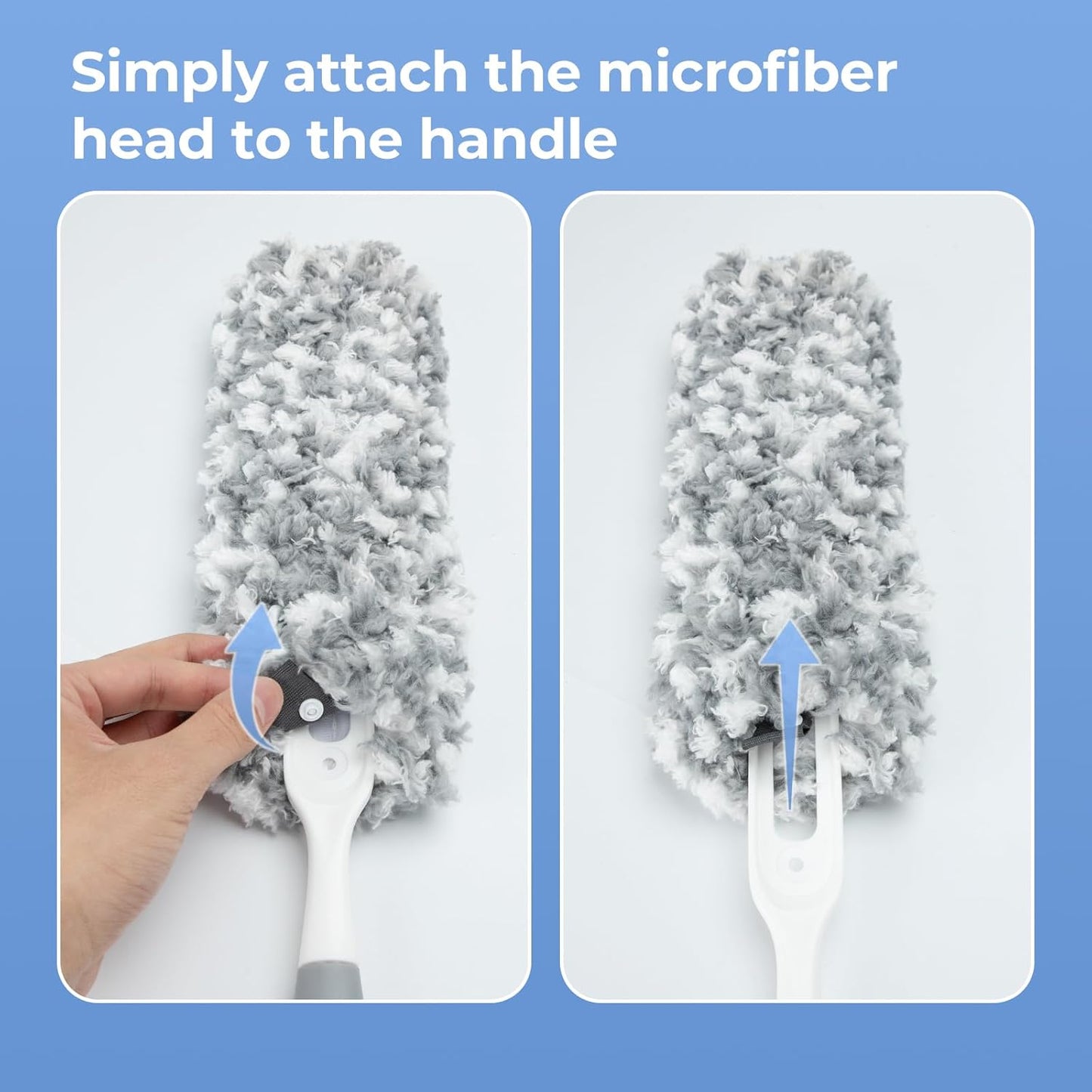 Microfiber Duster with an Extra Washable and Reusable Duster Head, Microfiber Dusters for Household Cleaning, Gray