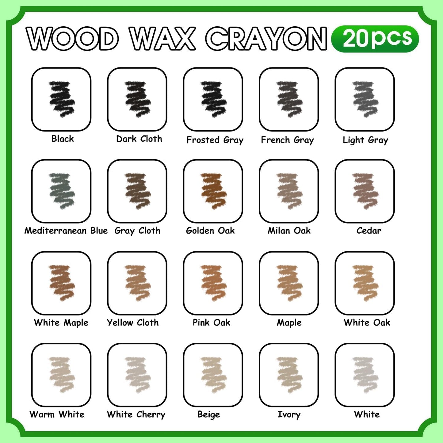 Furniture Markers Touch Up, 20 Colors Wood Filler Sticks, Wood Wax Crayons for Repairing Scratches, Scuffs, Cracks, Holes on Furniture, Floors, Cabinets, Tables, and Doors - Mixed Series