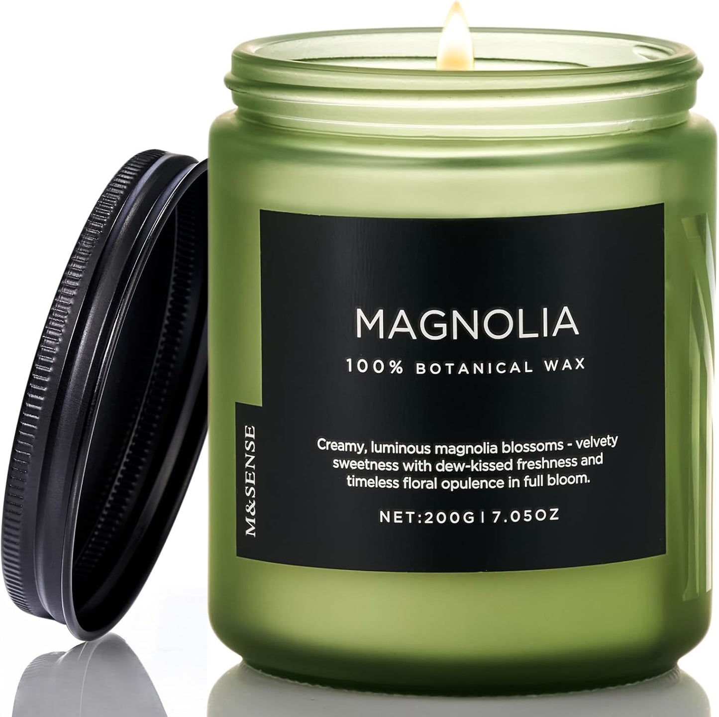 M&SENSE Magnolia Jasmine Scented Candle, 7.05oz 50 Hours Long Lasting Clean Non Toxic All Natural Soy Wax Candle for Relaxing & Stress Relief, 2 Wick Spring Fragrance Gifts for Home Decor