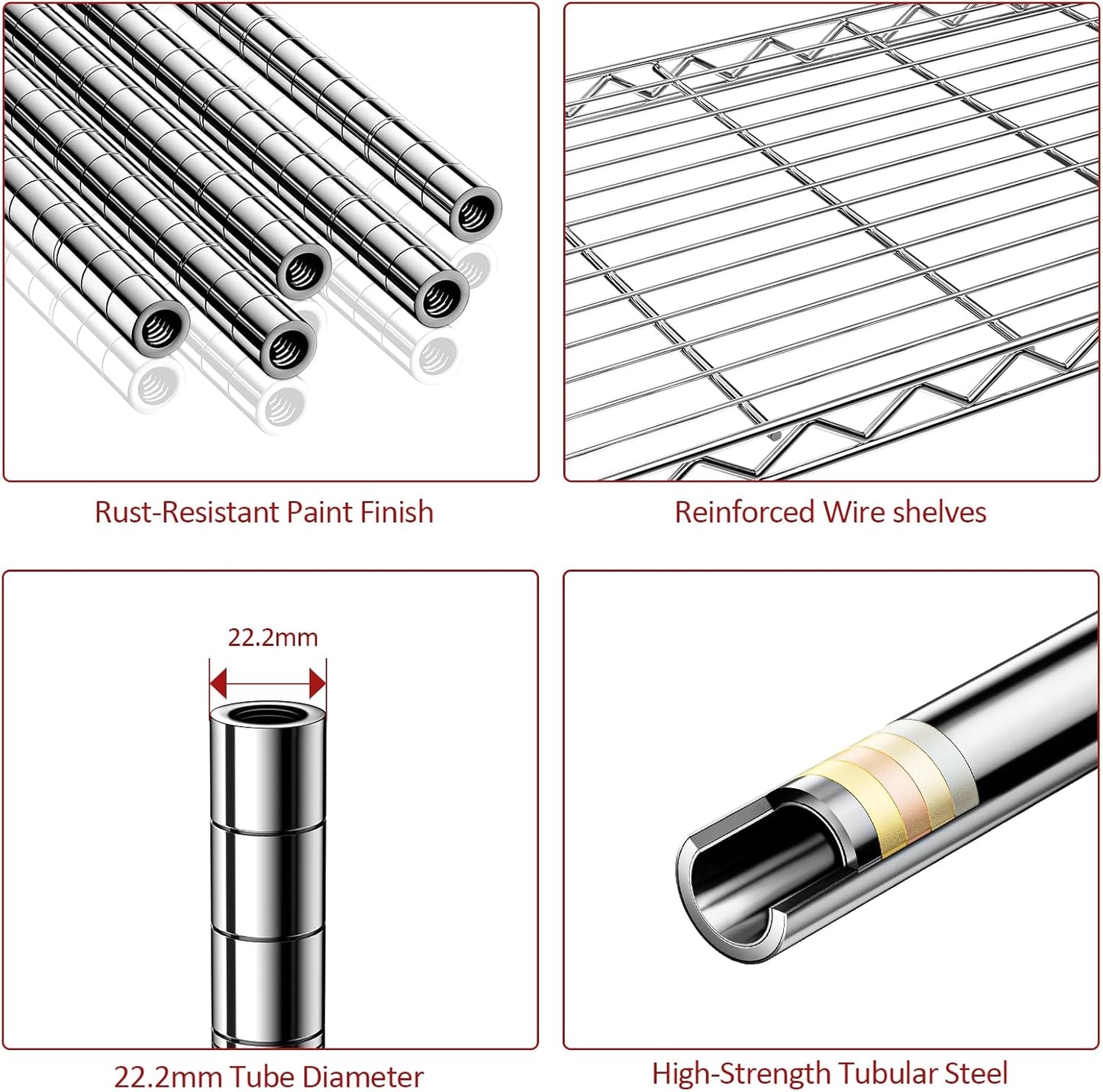 IZEUK 4-Tier Adjustable Heavy Duty Metal Storage Shelving Unit, Wide Utility Rack Organizer for Garage, Kitchen, Office, Basement, Warehouse (Black, 15.7" D x 33.5" W x 70.5" H)