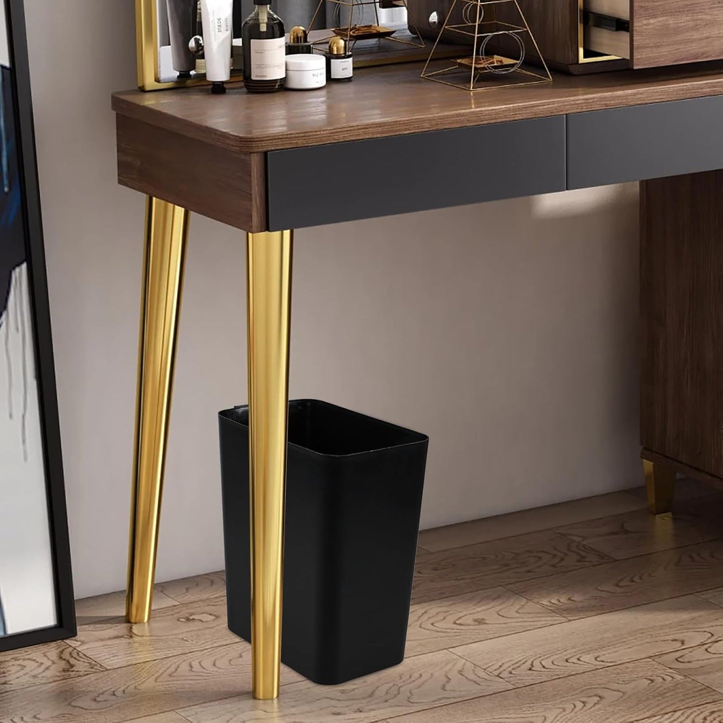 3-Pack 4.5 Gallon Plastic Small Trash Can Wastebasket, Black Garbage Container Basket