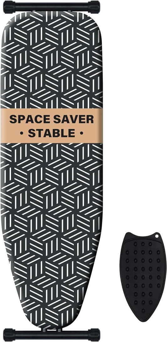 caius Ironing Board, Compact and Space Saver Full Size Ironing Board, Extra Wide Ironing Area with Extra Thick Heavy Duty Padded Cover, Stable Structure, Easy to Fold