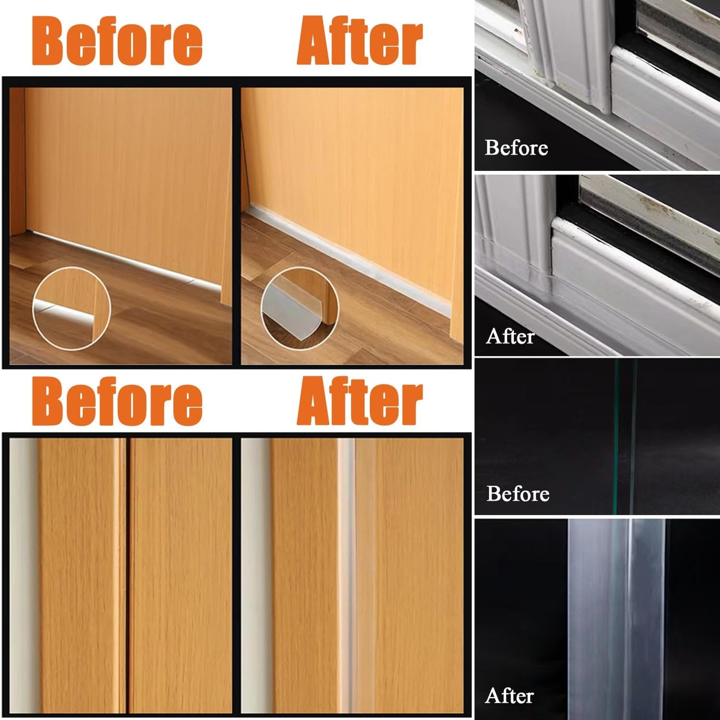 Upgraded 49.2FT Silicone Weather Stripping Door Seal, No Residue Glass Shower Door Seal Strip Under Door Draft Stopper Silicone Sealing Tape for Doors Windows Shower Glass Gap,Transparent,35MM