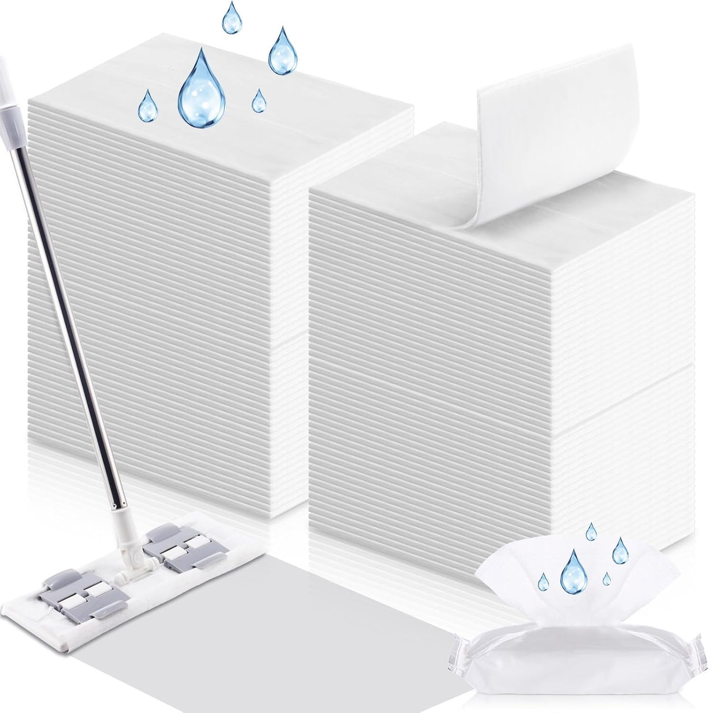 100 Counts Sweeper Wet Mopping Cloths 17.7 x 11.8'' X Large Wet Mop Pads Refills XL Disposable Floor Wipes Duster for Sweeping Scrubbing Cleaning Dry Wood Hardwood Tile