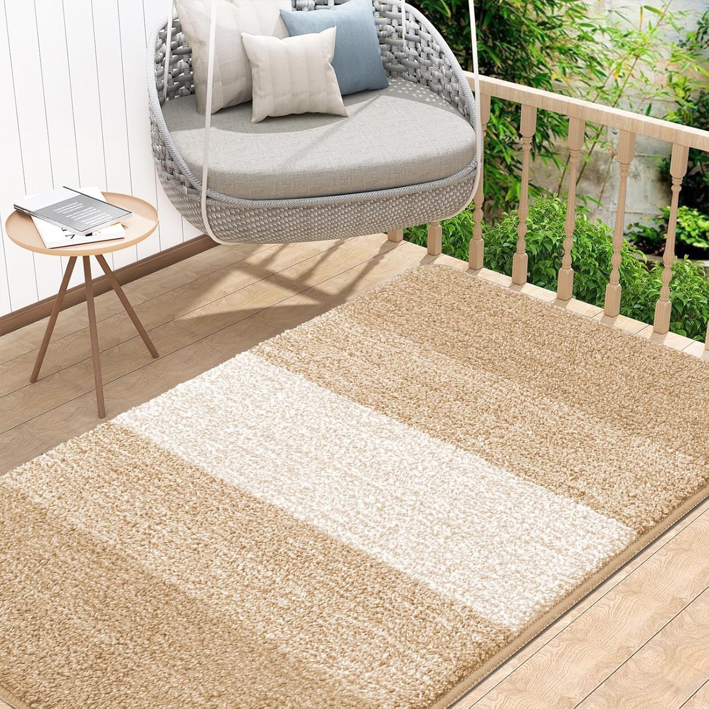 Kitinjoy Indoor Outdoor Door Mat, 48x32 Non-Slip Absorbent Dirt Trapper, Low-Profile Washable Inside Entrance Front Floor Mat, Sturdy Soft Entry Doormats for Entryway, Beige