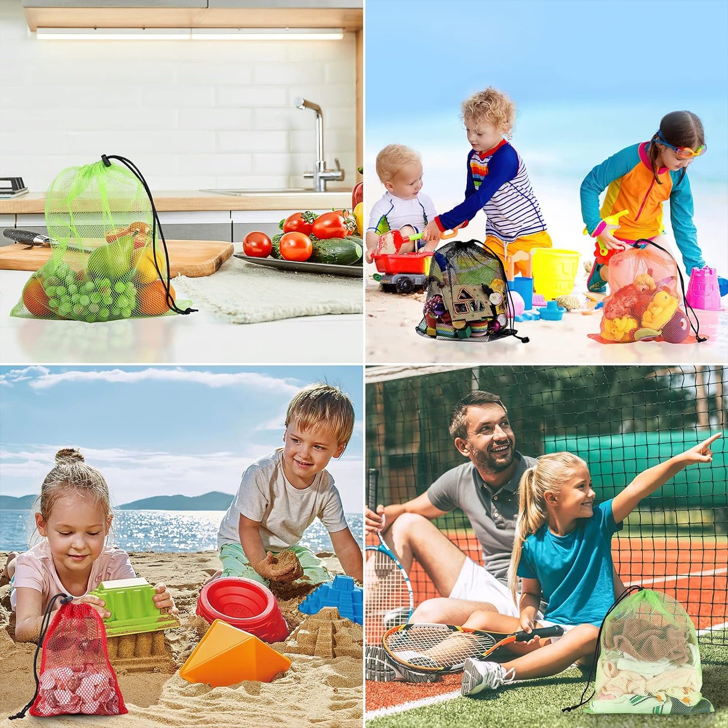 12Pcs Mesh Laundry Drawstring Bag,Nylon Drawstring Gym Bag with Cord Lock Closure 18"X24"