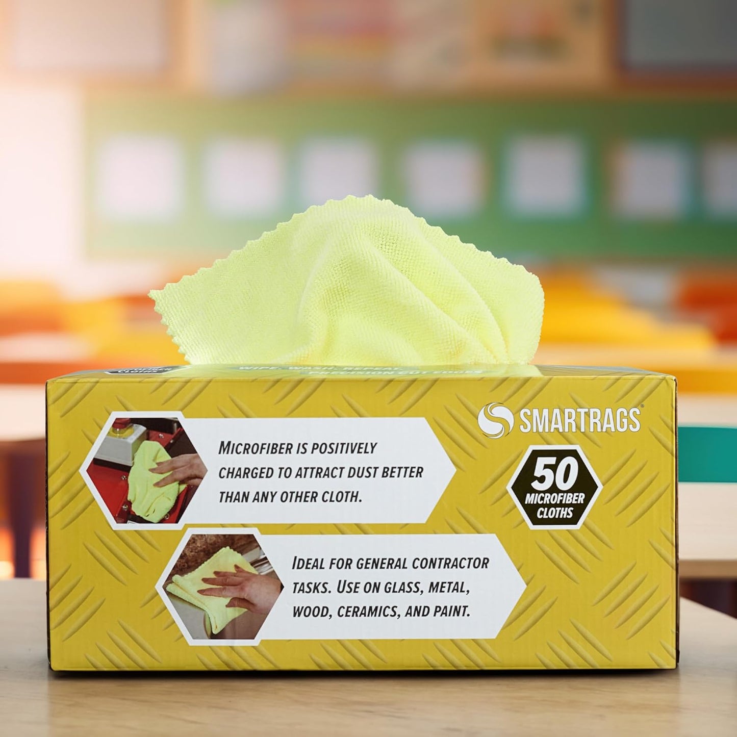 Arkwright Smart Rags in Box - (Pallet of 14400) Lint Free Microfiber Cleaning Cloth, Scratch & Streak-Free, Dispensable Wash Towels for Cars, Window Glass, and Auto Shop, 12 x 12 in, Yellow