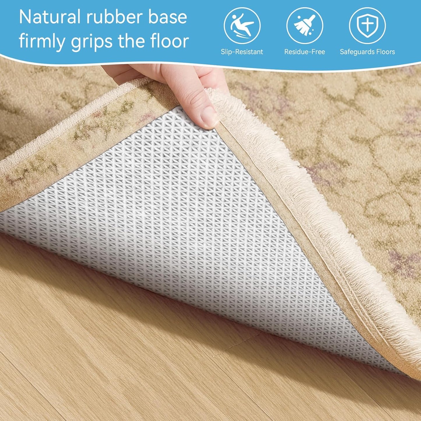 Warmstar 2x6 FT Non Slip Rug Pad,100% Waterproof Felt Rug Pad for Hardwood Floors,1/8” Thick Soft Carpet Pad with Natural Rubber Backing, Secure Grip & Floor Protection