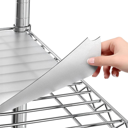 Shelf Liners for Wire Shelf System: Set of 5 in Clear: 18 x 60 inch: Plastic Wire Shelving Shelf Mats