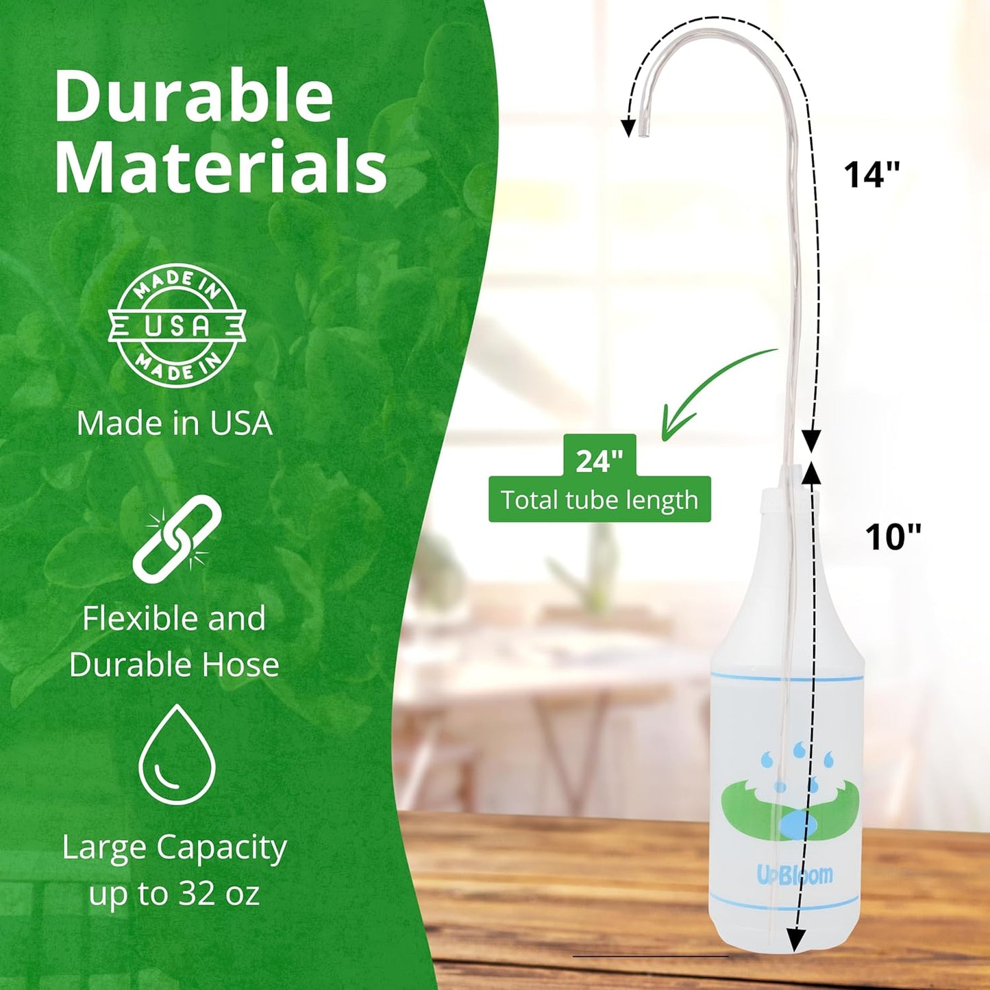 UpBloom - 32 Oz Squeeze Bottle for Hanging Plants, Squirt Bottle/Water Container for Outdoor/Indoor Made in USA - Great Alternative for Can (2-Pack)