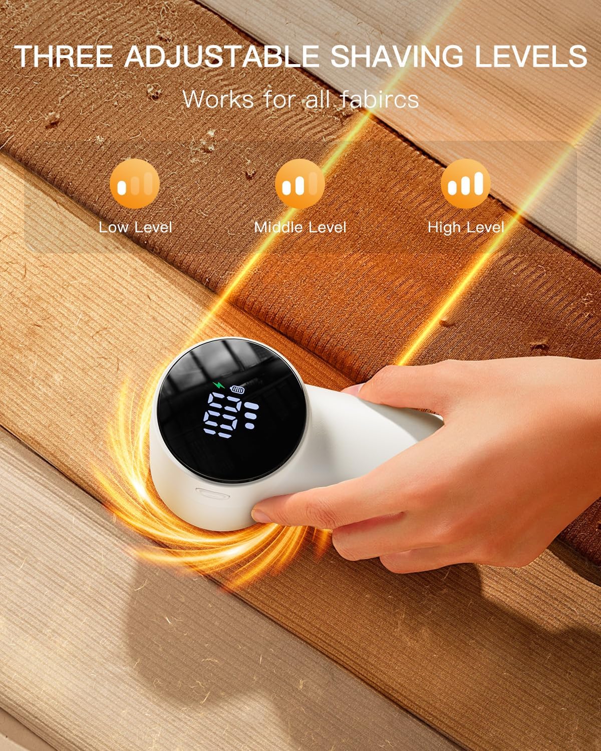 Electric Lint Remover and Fabric Shaver, Rechargeable Clothes Shaver for Sweater Furniture Couch, 3-Speed Pill Remover Defuzzer to Remove Fuzz Pilling from Blanket Jacket