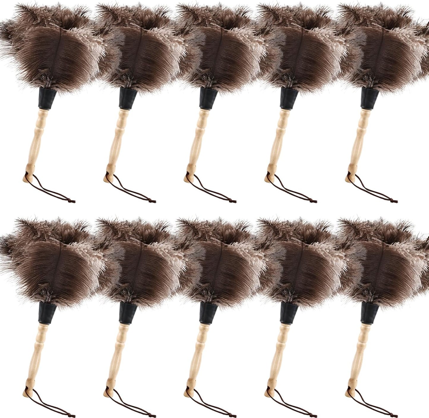 Ostrich Feather Duster 14" Natural Handheld Reusable Feathers Dusters with Wooden Handle for Cleaning Supplies Home Car Office(10PCS)