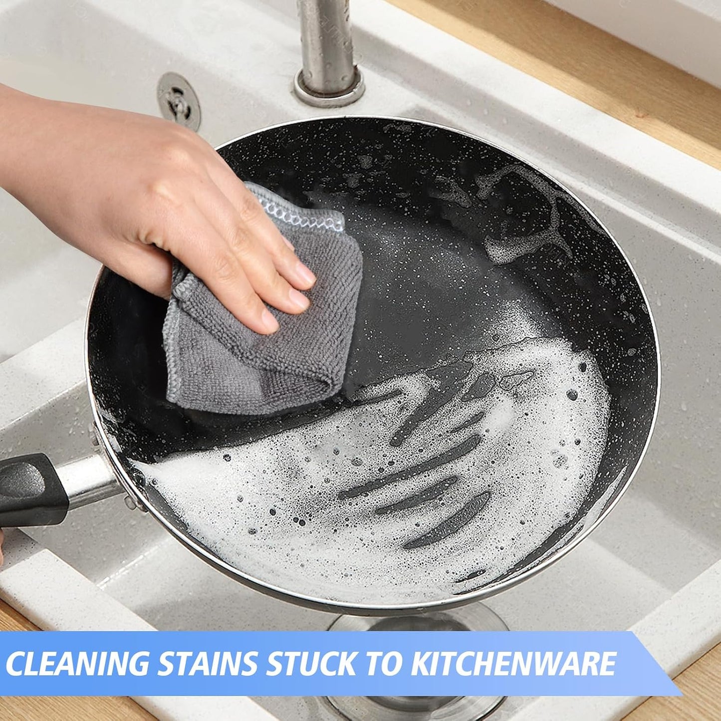 KinHwa Kitchen Washcloths for Dishes Absorbent Microfiber Dish Cloths Quick Dry Dish Rags with Poly Scour Scrub Side Ideal for Kitchen Cleaning and Housekeeping (Gray, 12inchx12inch 9 Pack)