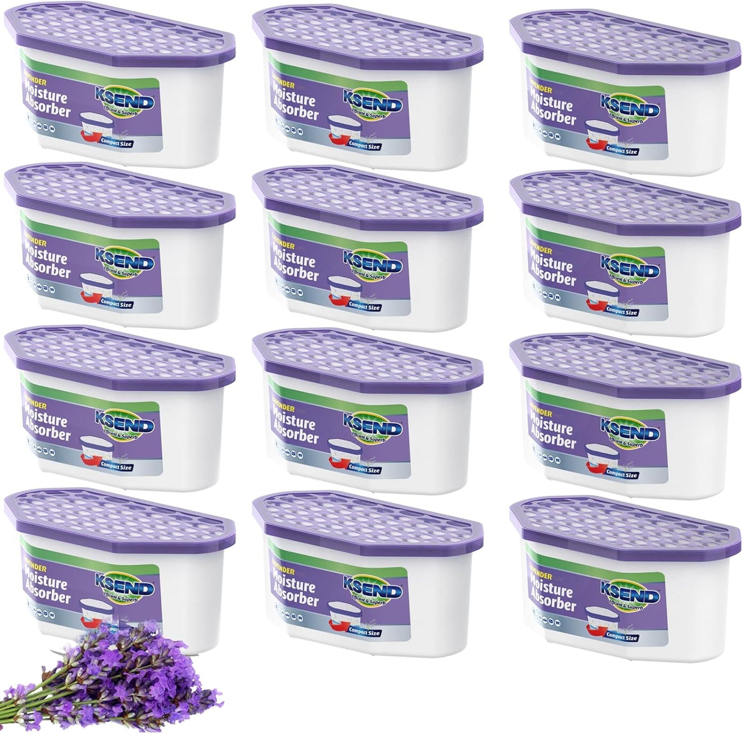Moisture Absorbers, 12 Pack, Compact Dehumidifier for Closet, Efficient Humidity Absorber Boxes, Moisture Absorber for Closet, Odor Eliminator with Lavender Fragrance, Purple, 6.4oz, 300ml