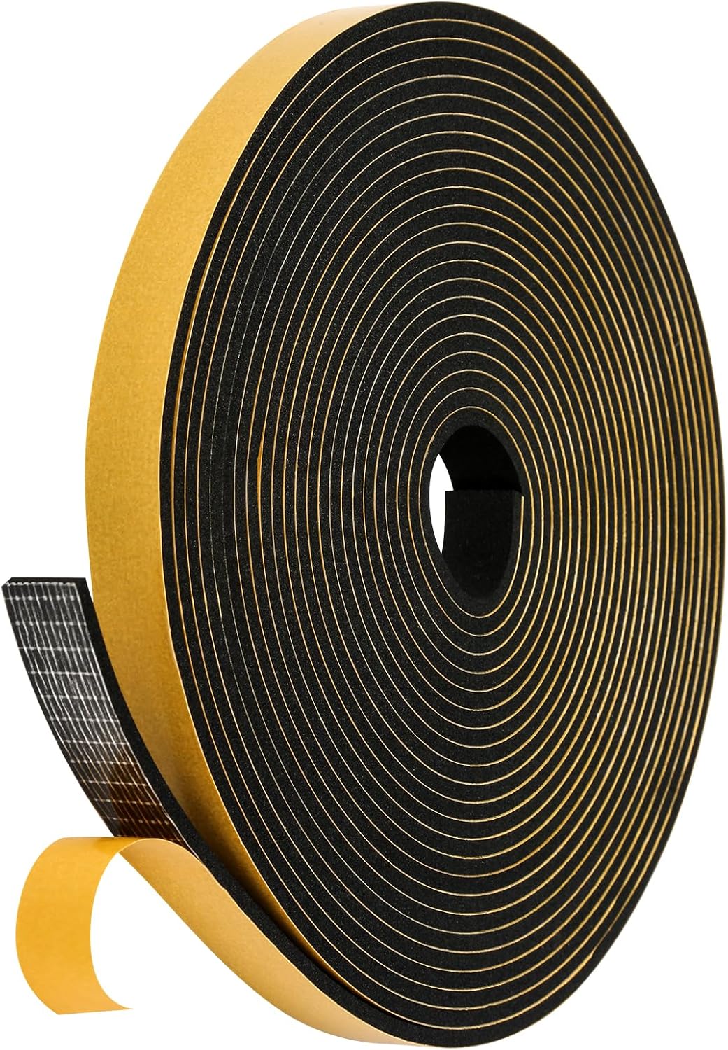 Black Weather Stripping Door Seal Strip (3/5 Inch X 1/8 Inch X 26Feet), Strong Adhesive, Lightproof, Soundproof, Weatherproof Foam Tape Insulation for Sliding Door, Front Door Frame, Windows
