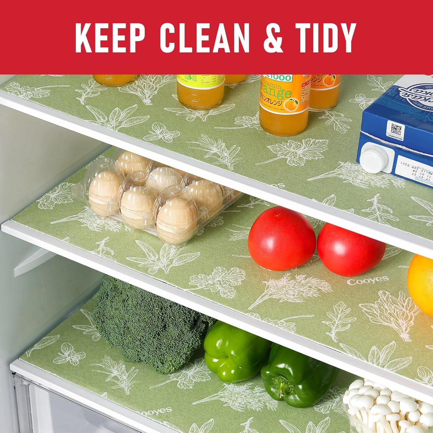 Cooyes Drawer & Shelf Liner for Kitchen Cabinets, Breathable Cloth Material, Machine Washable, Refrigerator Liners with Non-Slip Particles, Keep Produce Fresh Longer, 12 Pack, 12" * 24", Sage Green