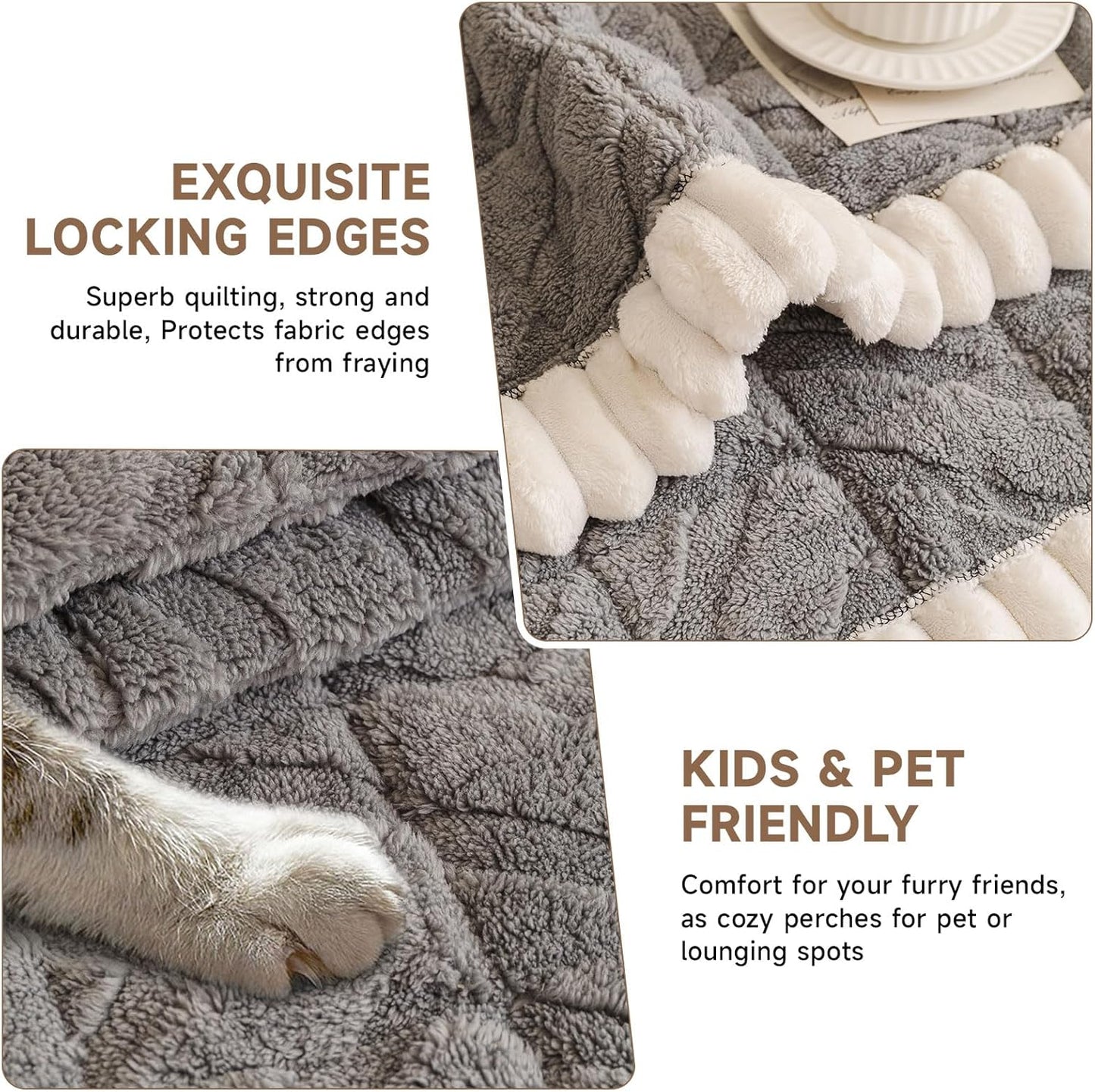 OTOB All Season Couch Cover for Dogs Washable, Non Slip Fuzzy Plush Pet Couch Covers Kids Pet Friendly, Geometric Jacquard Modern Soft Loveseat Sofa Slipcovers Protectors (Gray, 27.6"x59.1")