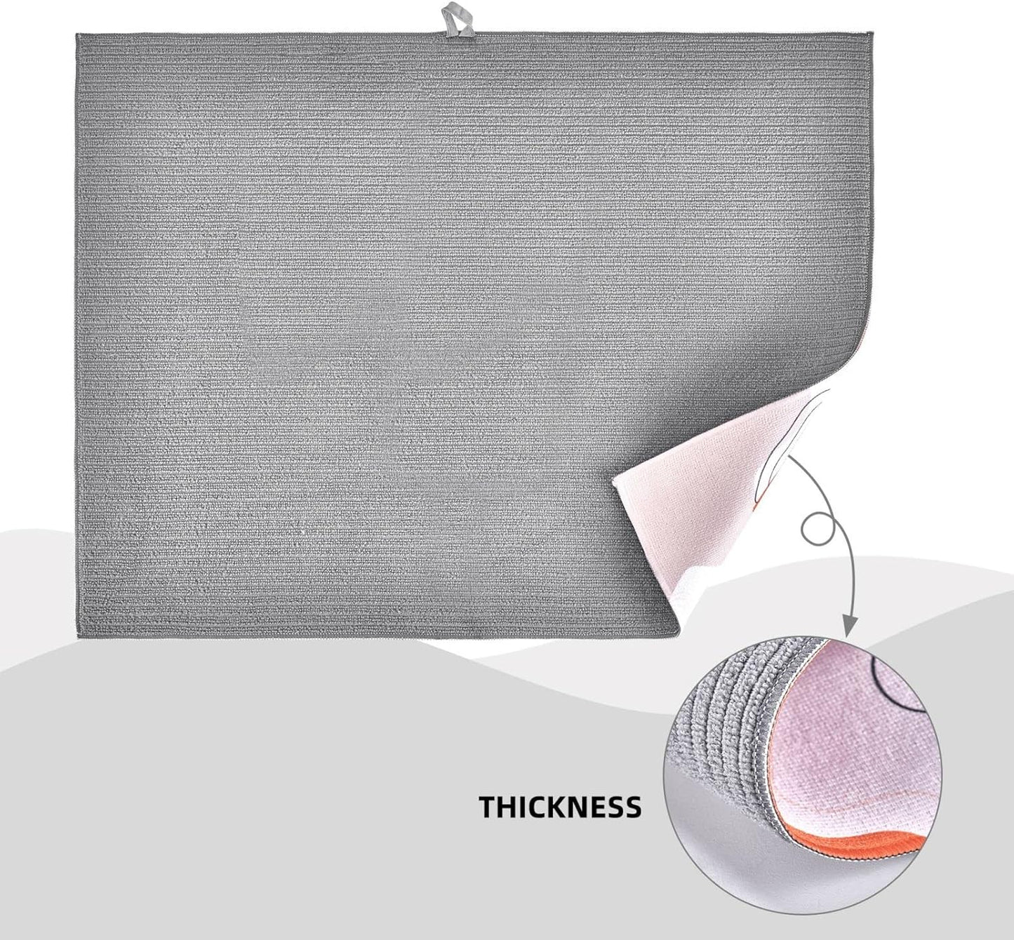 Sunflower Dish Drying Mat Highly Absorbent Double-Sided Microfiber with Hanging Loop Reversible Drain Dish Rack Mat Drain Mat Suitable for Kitchen Countertop Coffee Bar 18 x 24 Inch