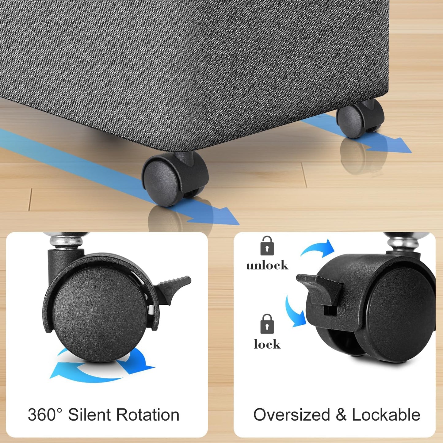 Laundry Hamper with Wheels,20 Gal (75L) Laundry Basket with lid Rolling Clothes Hamper Foldable Dirty Clothes Basket on wheels with Bamboo Frame and Bag for Bedroom, Dorm, Laundry Room-Grey