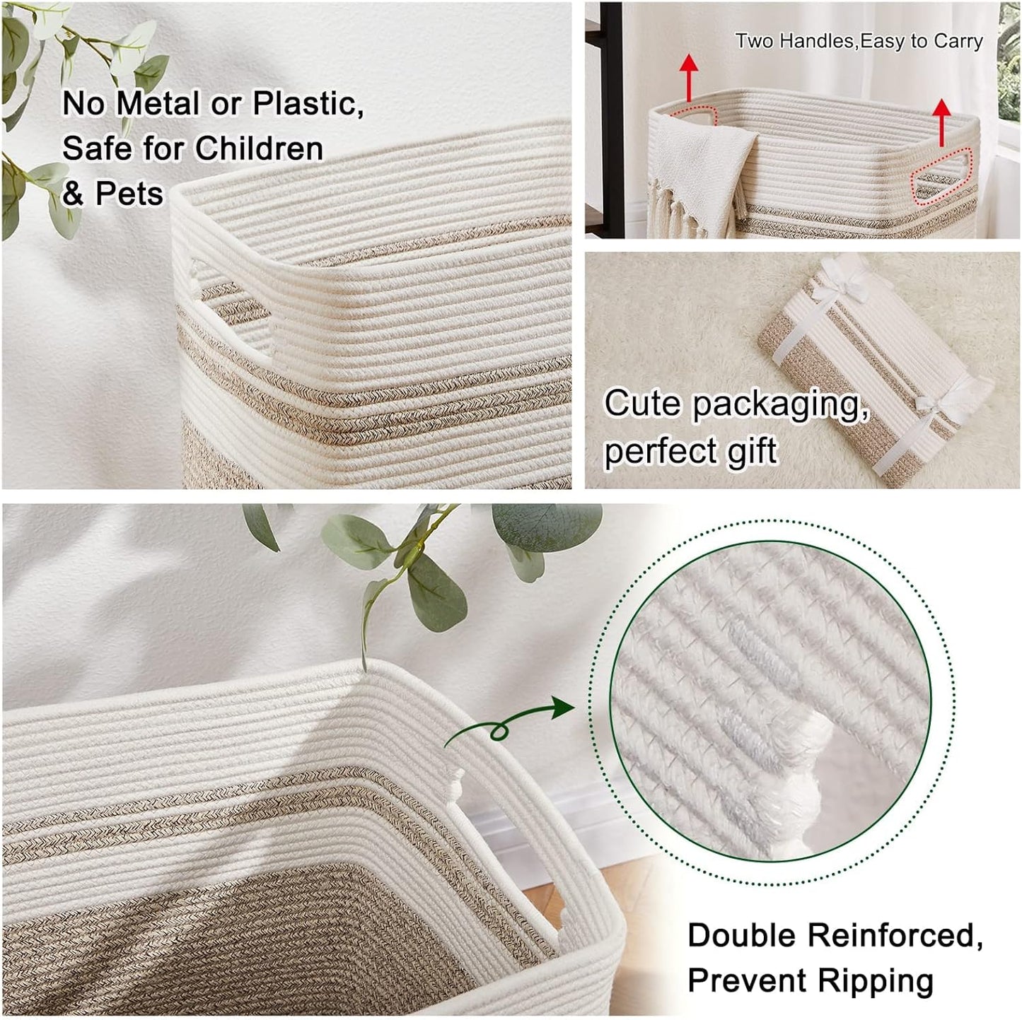 OIAHOMY 91L Laundry Hamper, XXXLarge Laundry Basket, Collapsible Cotton Rope Basket,Woven Storage Basket for Blankets,Clothes,Pillows-16x15x24-Yellow