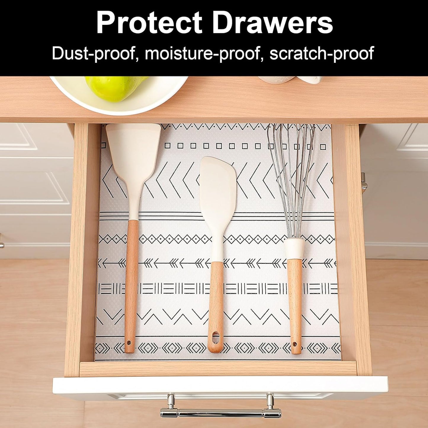 Cooyes Shelf Liner Drawer Liners, Shelf Liners for Kitchen Cabinets, Non-Adhesive Cabinet Liner, EVA Waterproof Non-Slip Refrigerator Liners for Kitchen Drawers