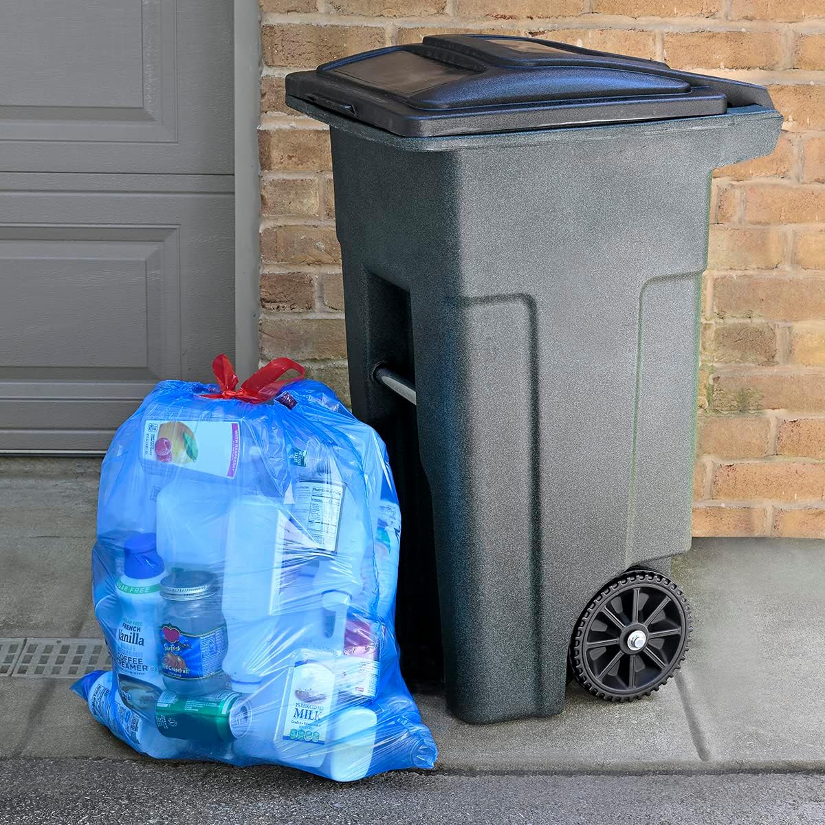 Amazon Basics Blue Recycling Trash Bags, Unscented, 13 Gallon, 60 count (Pack of 2)