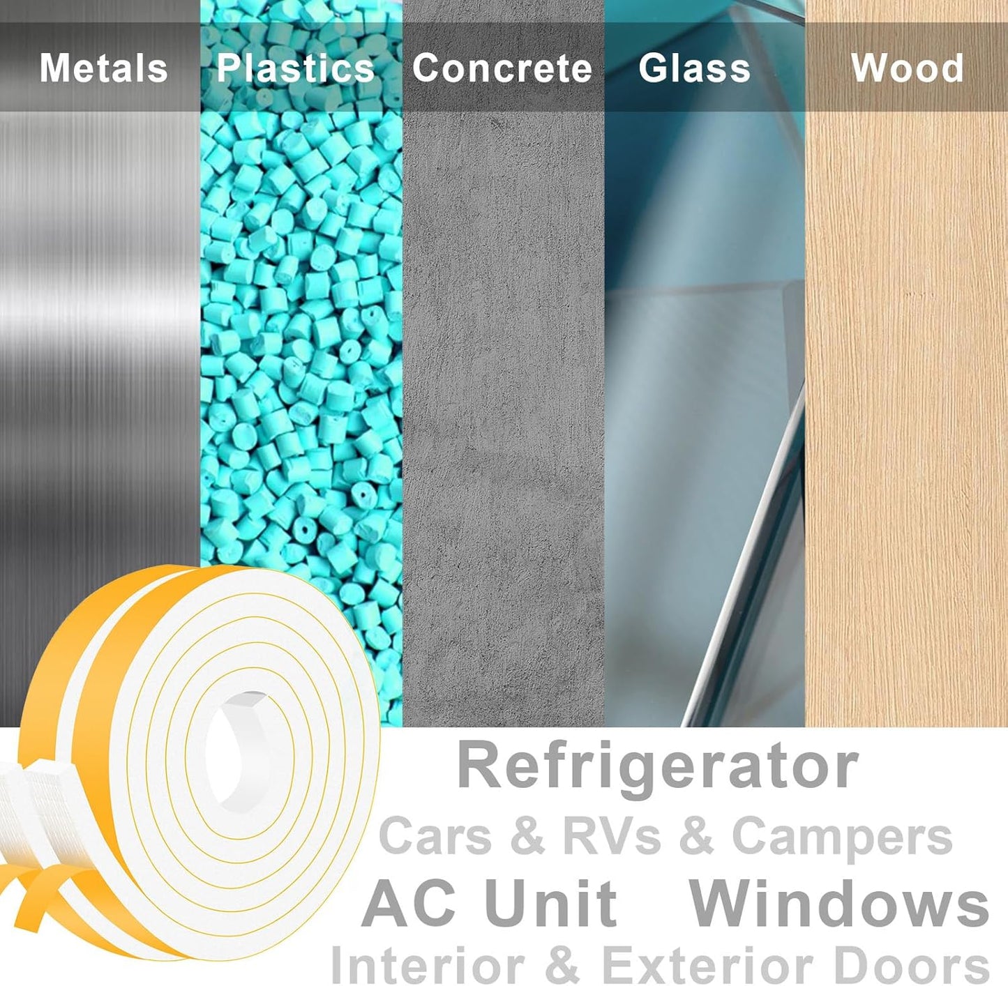 White Foam Insulation Tape, Strong Adhesive Weather Stripping Door Seal for Doors and Windows,Sliding Door,High Density Rubber Weatherstrip, SoundProof Weatherproof (3/4 in x 3/8 in x 13Ft)