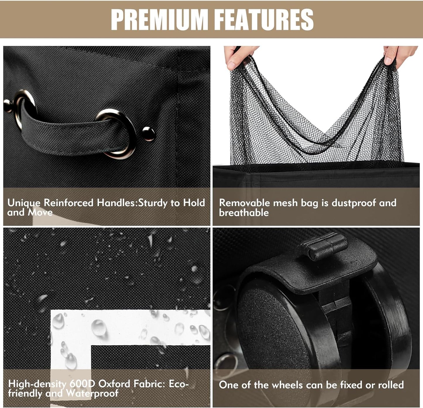 DOKEHOM 29-Inches Enlarged Slim Laundry Basket with Removable Wash Bag on Wheels, Collapsible Rolling Laundry Hamper, Foldable Narrow Corner Clothes Storage Bins (Black)