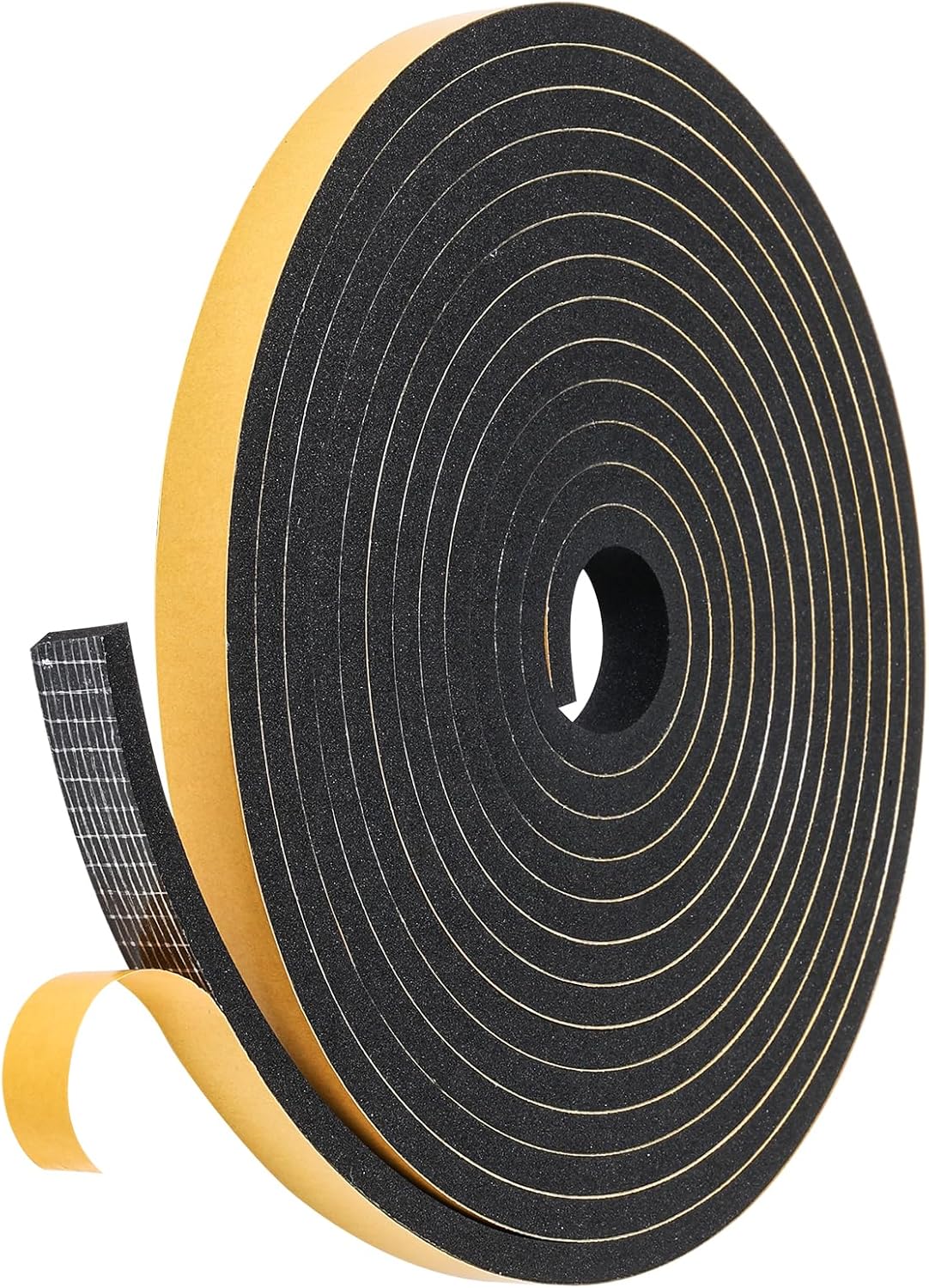 Weather Stripping Door Seal Strip (1/2 Inch X 1/4 Inch X 16Feet), Strong Adhesive, Lightproof, Soundproof, Weatherproof Foam Tape Insulation for Sliding Door, Front Door Frame, Windows- Black