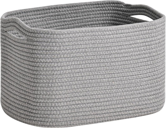Woven Cotton Rope Storage Basket for Organizing, Cute Decorative Baskets for Gifts Empty, Organizer Bins for Dog Toy, Baby Laundry, 17“×13”×9.5“, Light Grey