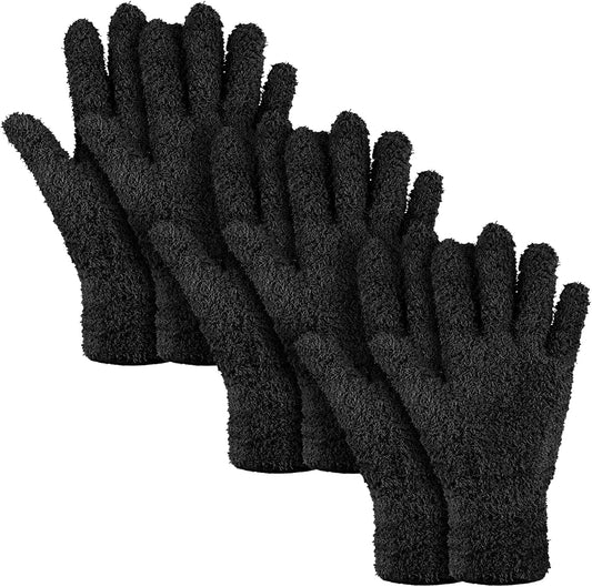 Patelai 3 Pairs Microfiber Plant Dusting Gloves Leaf Cleaning Gloves for Indoor Plants, Blinds, Furniture, House(Small,Black)