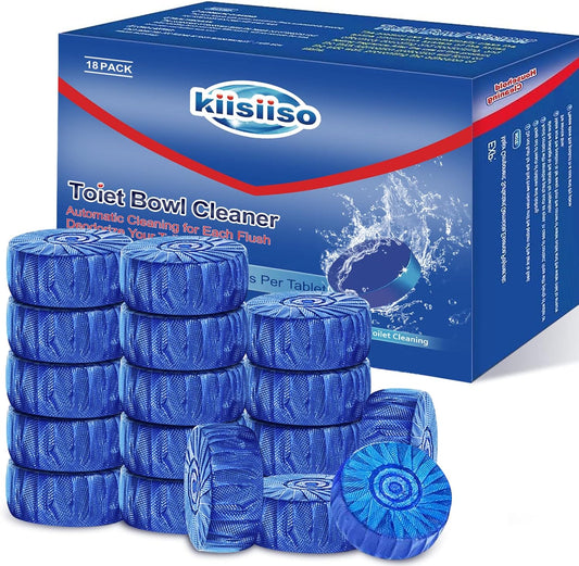 KIISIISO Automatic Toilet Bowl Cleaners Tablets,18 Pack Multipurpose Commercial Household Bathroom Cleaners,Long-lasting 300 brushes Toilet Cleaner, Pine Scent