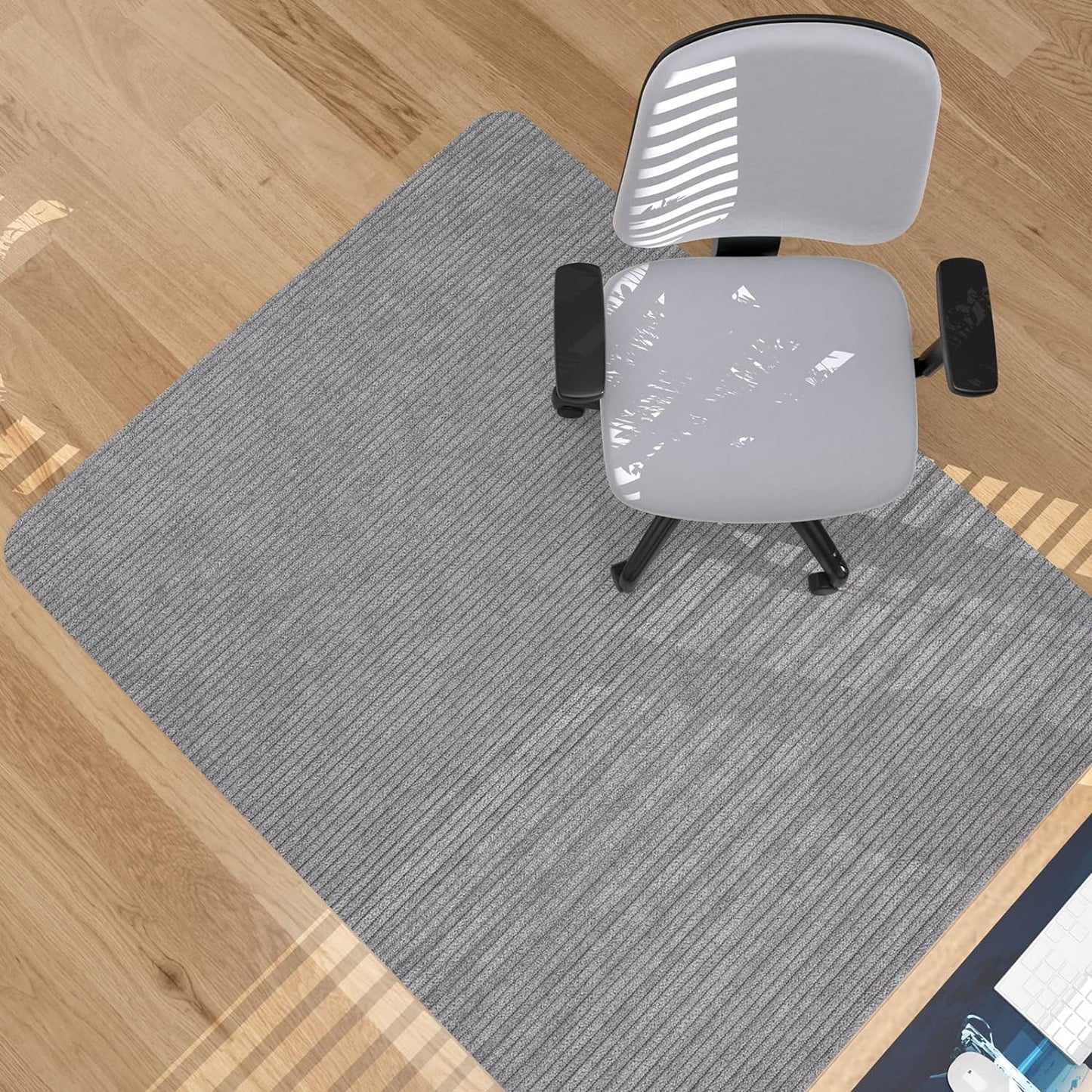 Placoot Desk Chair Mat for Hardwood Floor Corduroy Surface 1/6" Thick 55"x35" Office Chair Mat for Rolling Chairs-100% Large Anti-Slip Backing Under Desk Low-Pile Office Rug Floor Mat for Office/Home