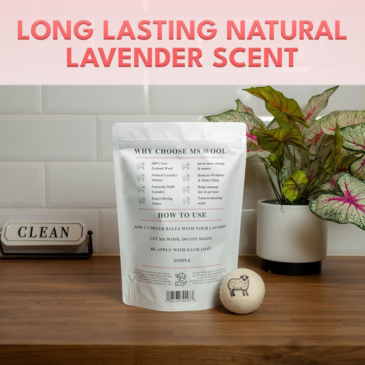 Lavender Scented Wool Dryer Balls – 6 XL Pack – Natural Fabric Softener, Reusable, Reduces Static, Reduces Wrinkles & Shortens Drying Time, Made W/Essential Oil, 100% Pure Wool