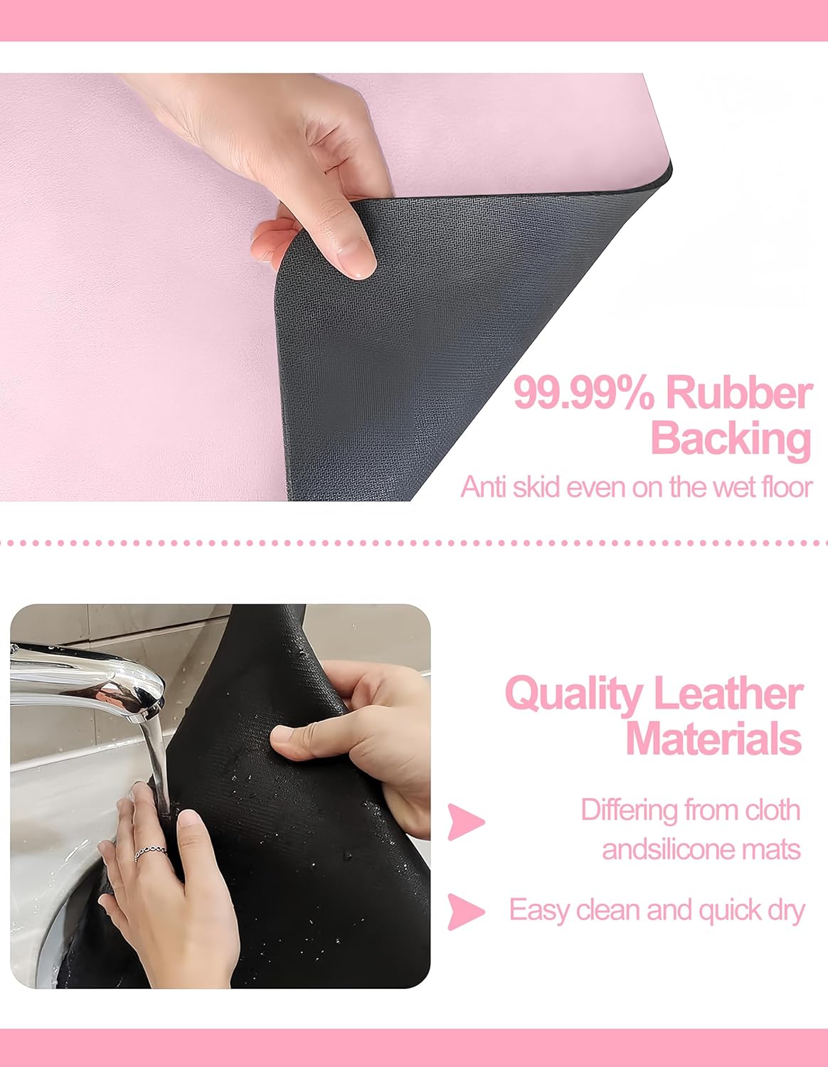 Dish Drying Mat for Kitchen Counter, 16"x24" Dish Drying Pad with Non-slip Rubber Backed, Hide Stain Anti Absorbent for Kitchen Counter, Drying Mat for Coffee Machine Dish Rack (Pink)