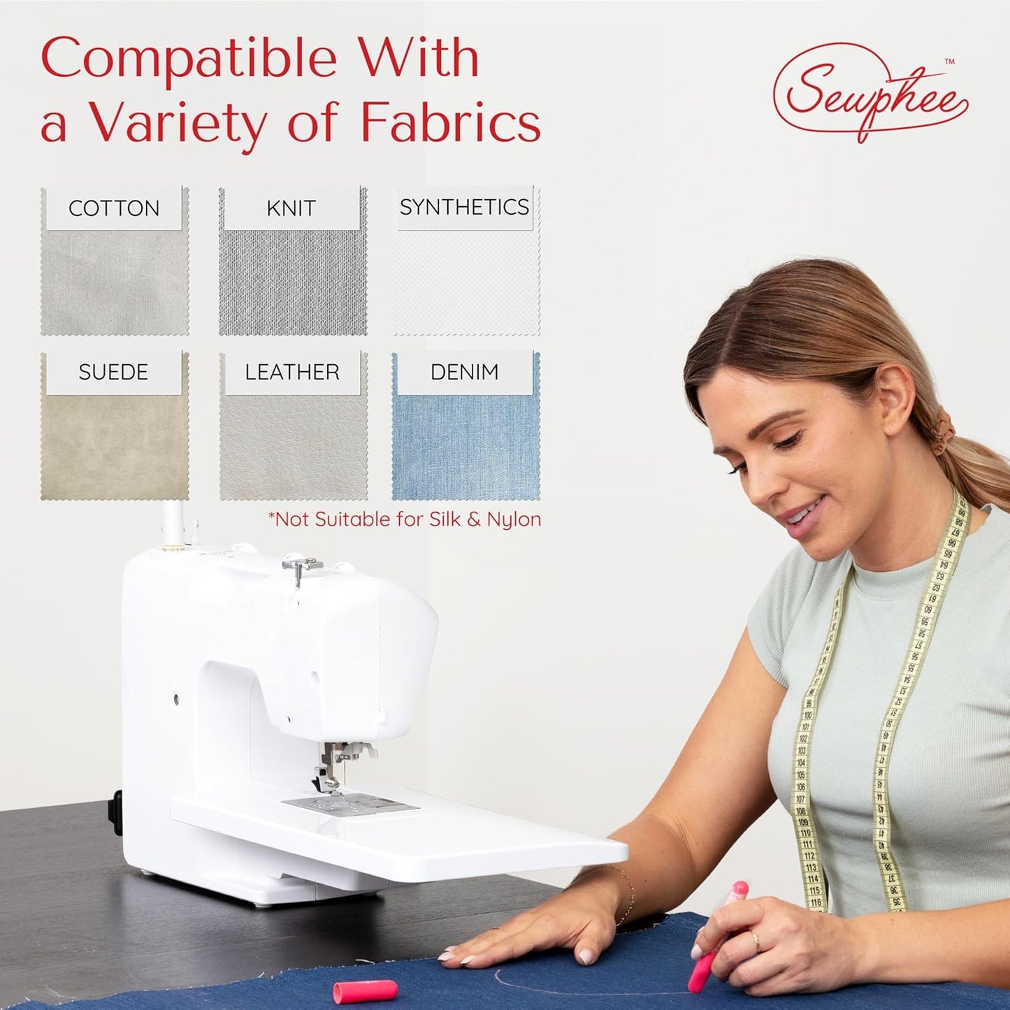 Fabric Markers for Sewing – Ergonomic Tailors Chalk Pen with Improved Dosing Wheel for Sharp Lines - Washable Sewing Chalk Marking Pens that are Compatible with Most Fabrics - White and Pink 2 Pack