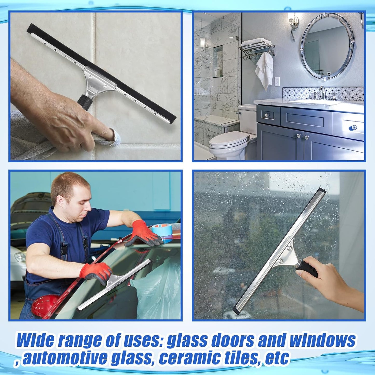 Frienda 50ft Squeegee Rubber Replacement Windows Silicone Blade Black Squeegee Cut to Size Scrubber Refill Head Bulk for Glass Shower Doors Floor Kitchen Car Cleaning