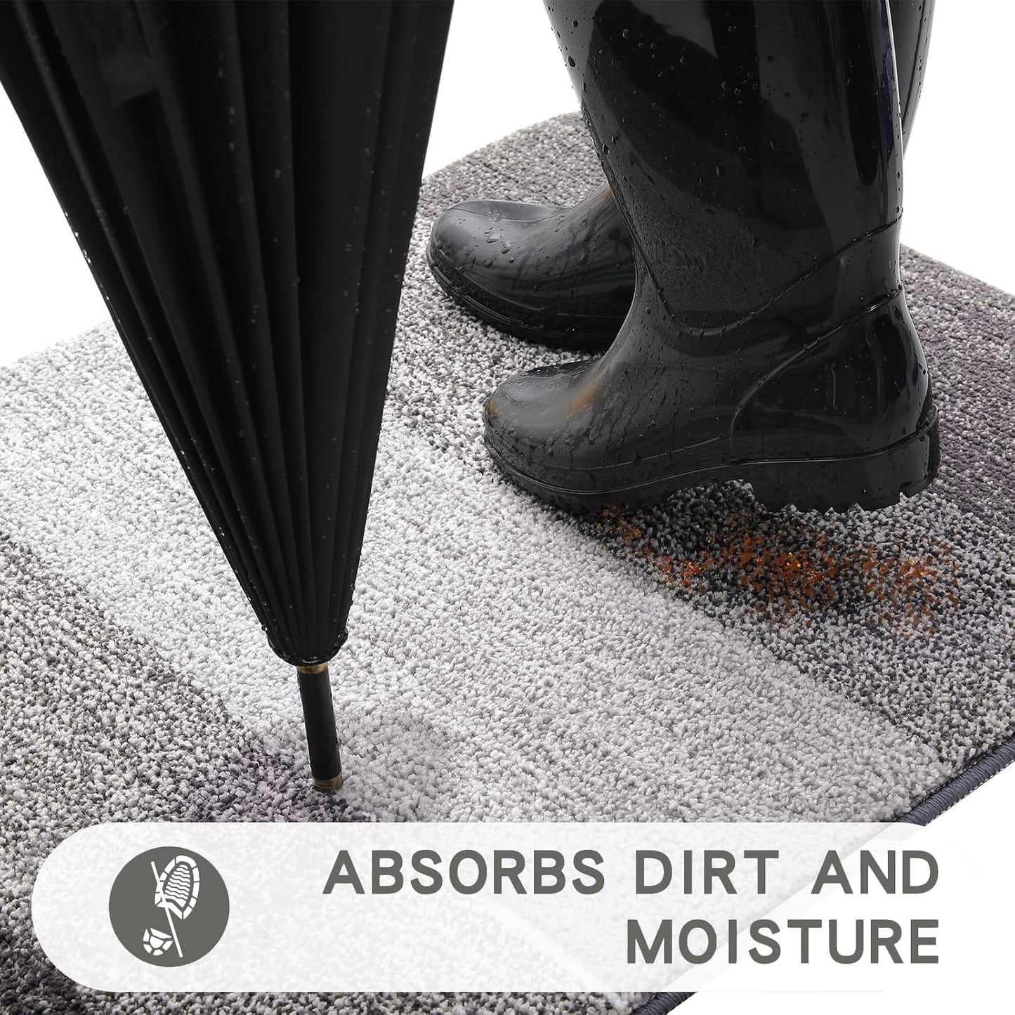 Kitinjoy Indoor Outdoor Door Mat, 48x32 Non-Slip Absorbent Dirt Trapper, Low-Profile Washable Inside Entrance Front Floor Mat, Sturdy Soft Entry Doormats for Entryway, Light Grey