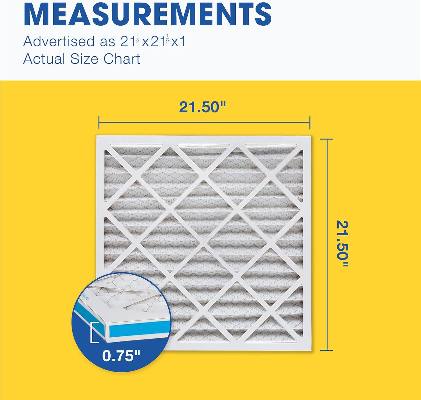 Aerostar 21.5x21.5x1 MERV 8-6 Count - High Efficiency Pleated HVAC, Furnace & Air Conditioner Filters - Removes Dust, Lint, Mold & Allergy-Causing Pollen
