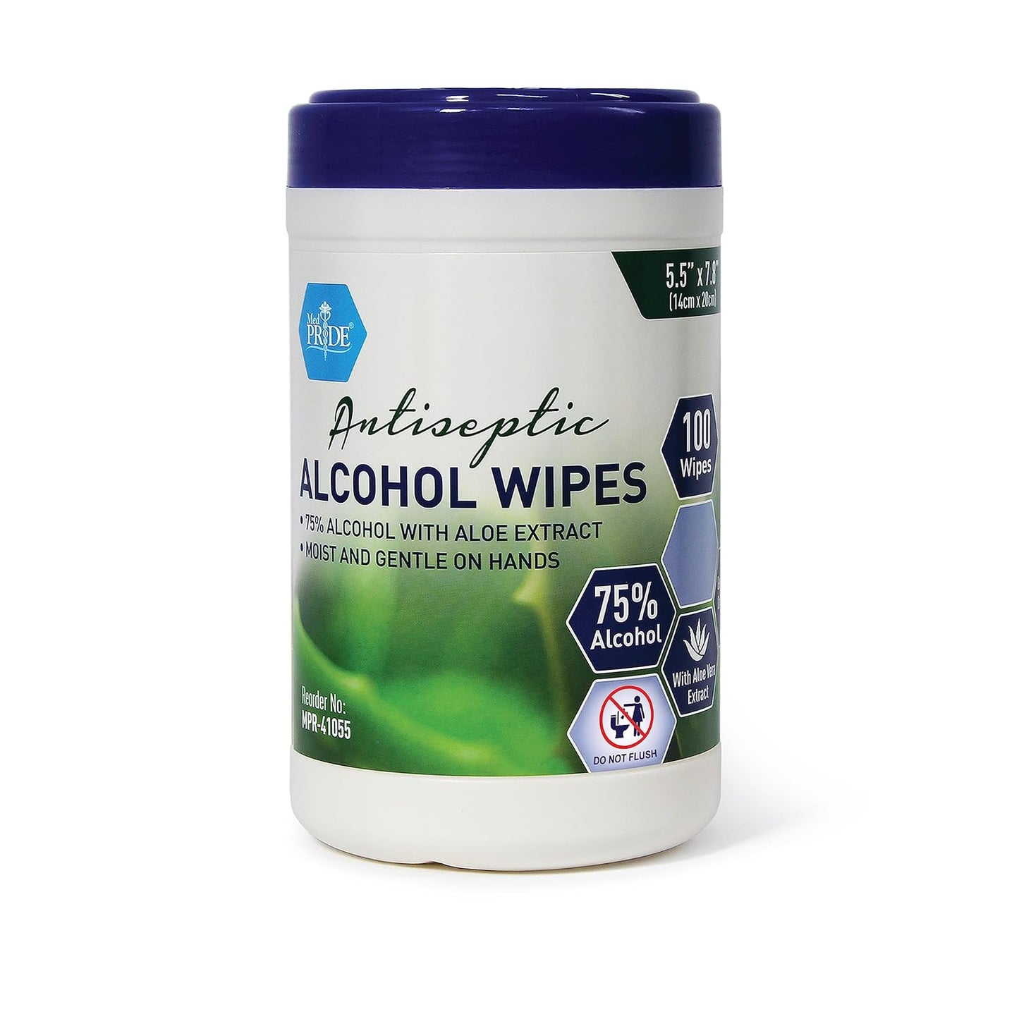 MED PRIDE Alcohol Based Disinfectant Wipes, 100 Pack, with Aloe Vera, Wipes with Alcohol for Cleaning, 5.5in X 7.8in