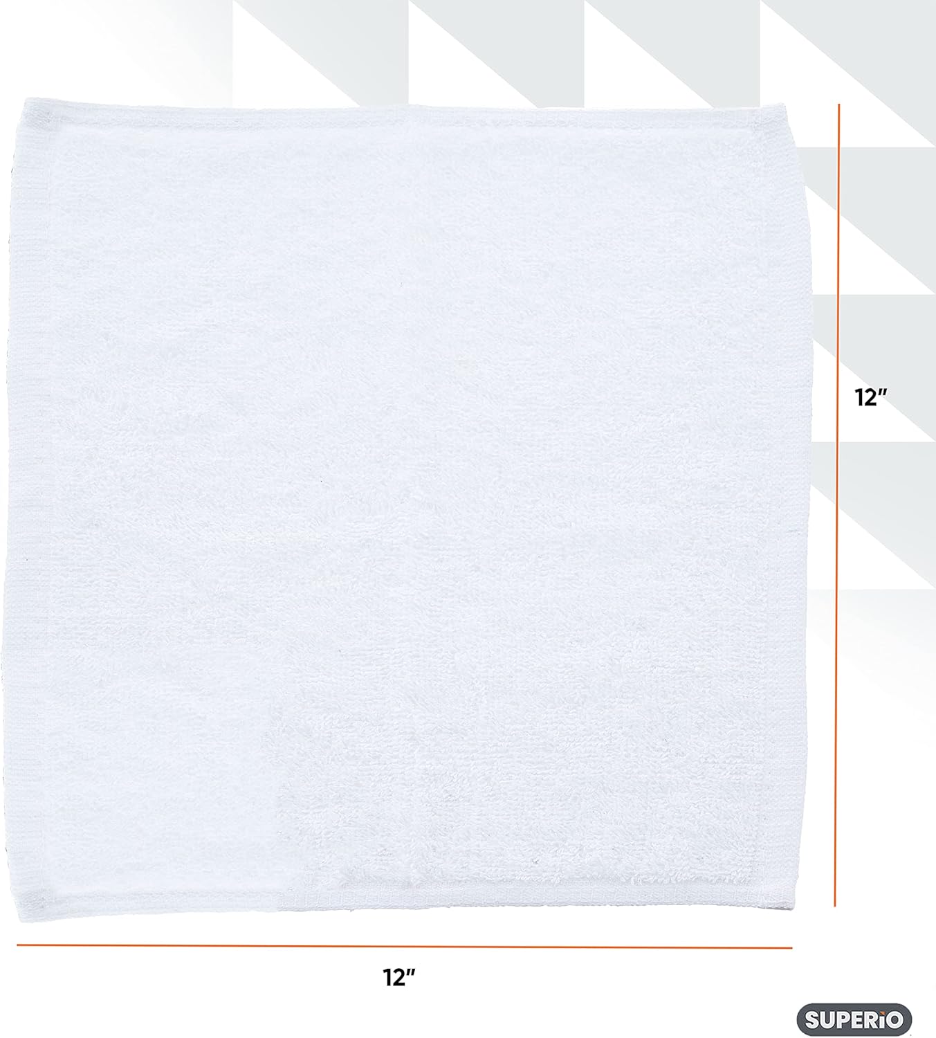 Superio Terry Cloth Rags White Washcloths 100% Cotton 12" Cleaning Cloths, Kitchen Towels, Facial Washcloth, Spa Cloths, Hand Towel, Small Lint Free Rags for Multi-Purposes (6 Pack)